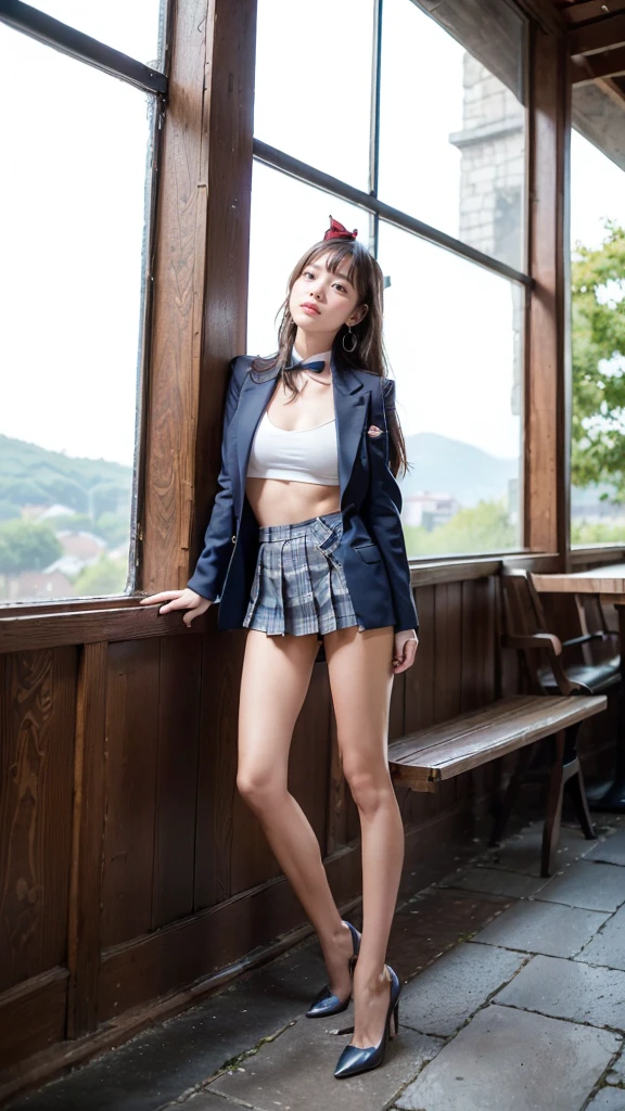 high definition images, atmospheric perspective, 8k, super detail, accurate, best quality, anime background, 1woman, slut, (ecstasy face), (drooping eyes),(blush), (sleepy), leak pee, elaborately designed luxury and brightly colored panties, (panties are wet and digging into crotch), draw panties with super precision), ((show off her panties)), (pubic hair sticking out), open legs, open mouth, swollen areola, winter clothes of flight attendant uniform, thigh-high stocking, earrings, hair up, strange pose, outside, straddling, angle from below, in the rain, thunderstorm, sky, go down stairs,