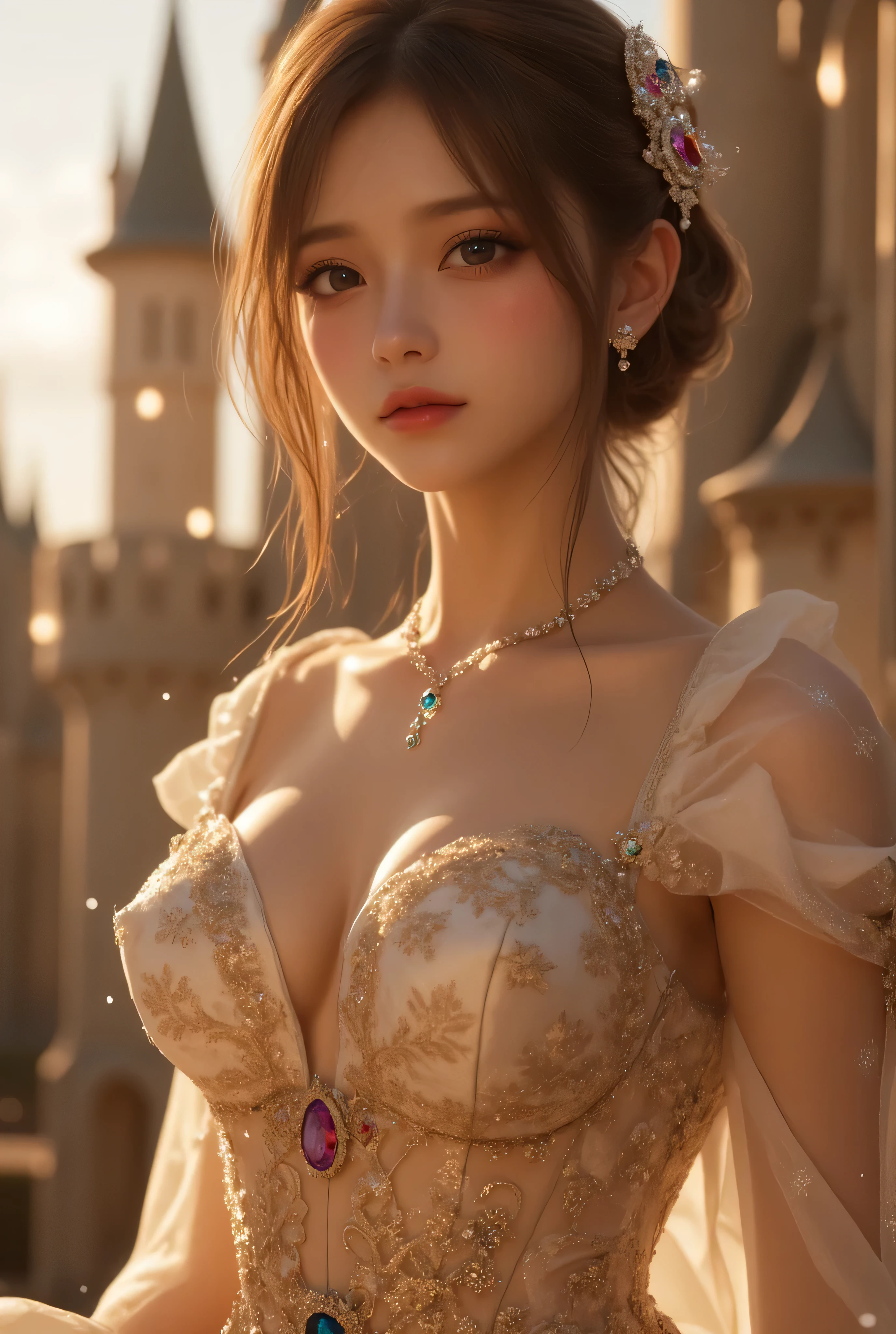 ((tmasterpiece:1.4)、(top-quality:1.4)、(reallistic:1.7))、By Luis Royo(By Luis Royo)Surreal portrait of a beautiful girl、Super beautiful girl、((1girl in:1.4))、Shiny natural skin texture、(The Queen's Gorgeous Costume)、(Off-the-shoulder white one-piece mini skirt type type:1.4)、((up skirt)),Authors:By Luis Royo(By Luis Royo)、age19、(Two arms:1.4、Two legs:1.4)、(perfect anatomia:1.4)、(Perfect female body:1.4)、Portrait photo of a girl、Close-up photos、Upper body photography、Fantasyart、Soft front light、Beautiful expression、kawaii faces、Beautiful udder、large full breasts:1.2、Beautiful ass、A detailed eye、Clearly eye-catching, beautiful and alluring、beautidful eyes、Narrow waist、Raw photo、red rip、Arrange your long hair as cool as a queen、(tiara crown:1.4、choker necklace:1.4、a necklace:1.4、耳Nipple Ring:1.4)、1 screen display、((In front of the city walls、Woman standing in front of bench)),((Translucent off-shoulder white dress))、((A smile)),((posterior view))、((Looks Back))、((White T-back panties visible)),