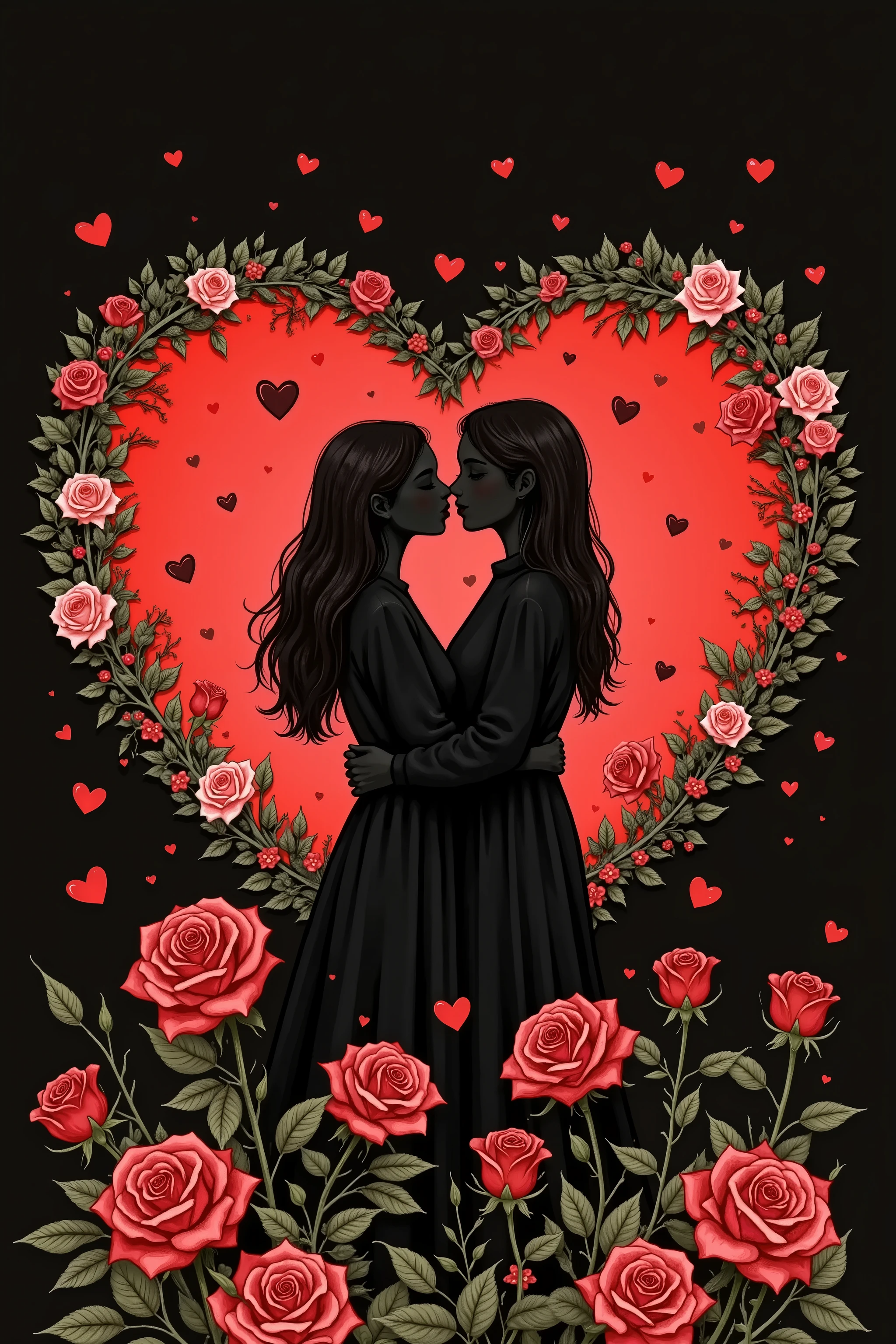 valentine's day poster design,Black and red