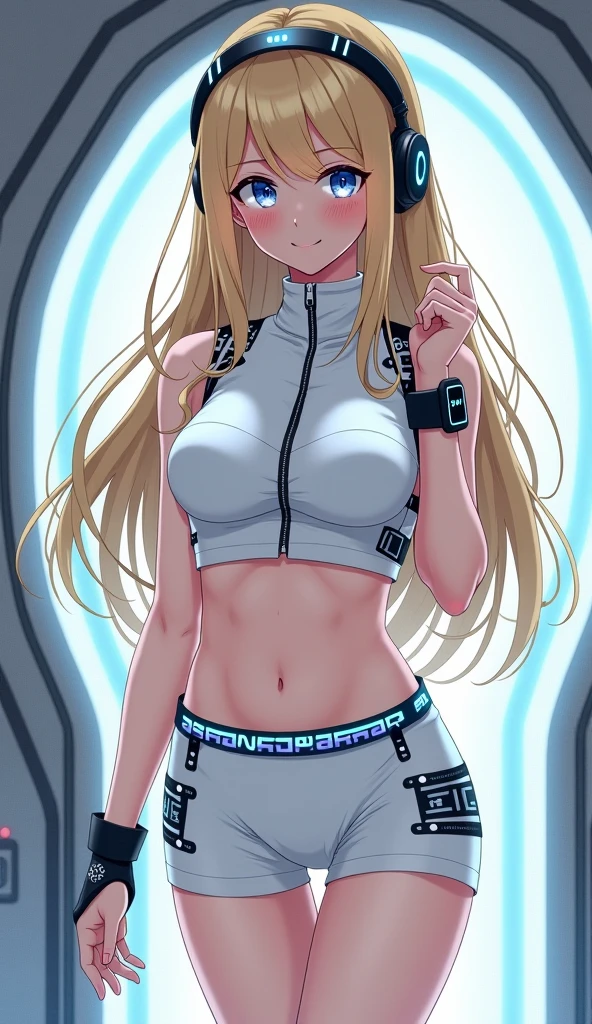 optimal,masterpiece,high resolution,best quality,Ultra HD,Very detailed,The award-winning,16K,Solitary,(Upper Body),Correct anatomy,Beautiful cyberpunk girl,Cowboy shooting、Cute face,,Blonde、Long hair、Double tail、Weaving, hairline,((Scarlet eyes)),Long eyelashes,Drooping corners of the eyes,White skin,((Shot from below)), ((t-shirt:1.5)), Clock top、((Clear nipples))、Rocket , (Large Breasts),(because I'Thin)