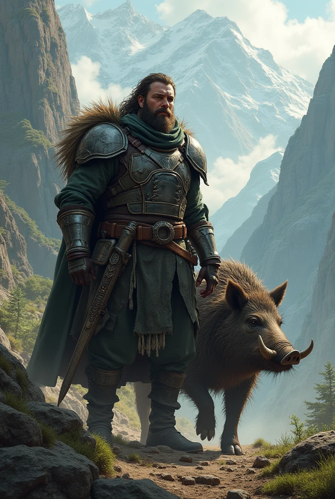 long shot of Centaur_Person Fantasy Frostpunk, Townsfolk, Snowy, concept art, brush stroke style, artstation, trending, highly detailed greg rutkowski