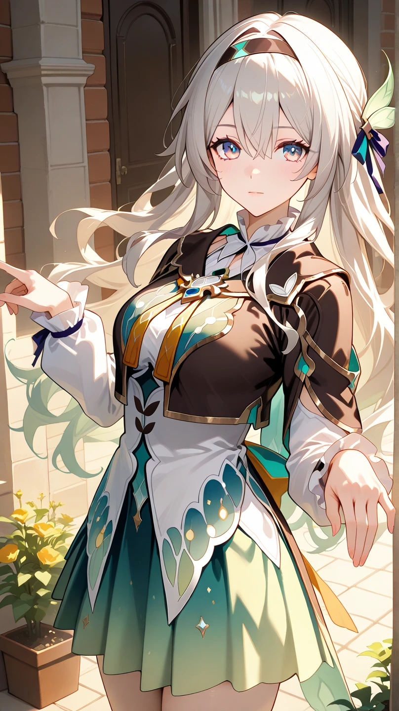 16k, 8k, 4k, best quality, extremely detailed fine touch, hyper detailed, highly detailed, top quality, extreme quality, ultra details, absurdres, masterpiece, amazing details, beautiful illustration, detailed face, source_anime, digital painting, anime, very aesthetic, natural light, sun light, light rays, dappled light, reflection, shadows, ray tracing, soft lighting, bright colors, vivid colors, hdr, volumetric lighting, firefly \(honkai: star rail\),1girl,nsfw,solo,jacket,white dress,long sleeves,white flower,headband,1girl,looking view,blush,embarrassed, big ass,ass focus,print panties,half-taken off panties,skirt lift,upskirt,from front,from below,(スカートを抑える),thick thighs