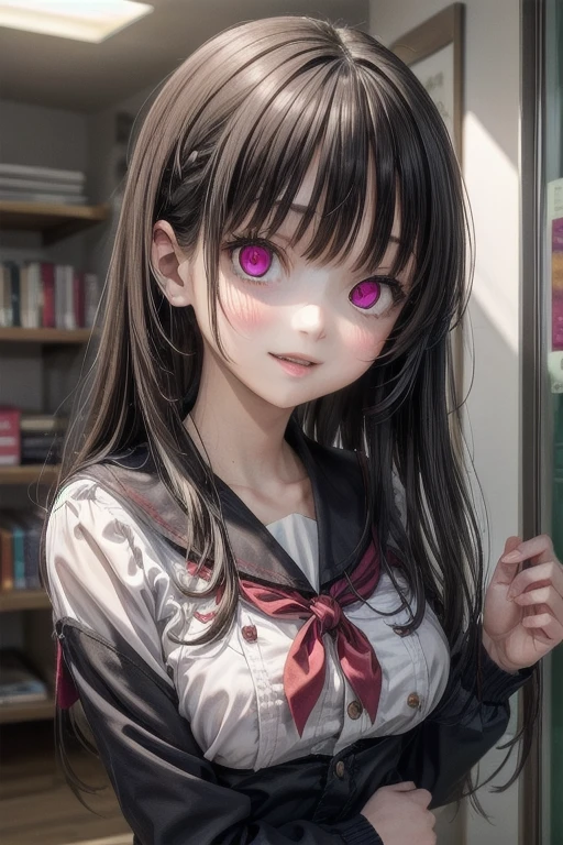 (Tabletop:1.0), (highest quality:1.4), (High resolution:1.2), From the side,Sharp contours, boyish, highest quality, masterpiece,Glasses,Voice of the Heart,20-year-old woman,yandere,Big Breasts,Chest to chest,Lying face down,Ecstasy,saliva,blush,Squint your eyes,Heterochromia iridis,Tuck up your clothes,lure,under shot,skirt lift,zettai ryouiki,open clothes