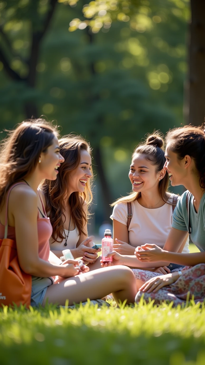 Friends hanging out, laughing and talking