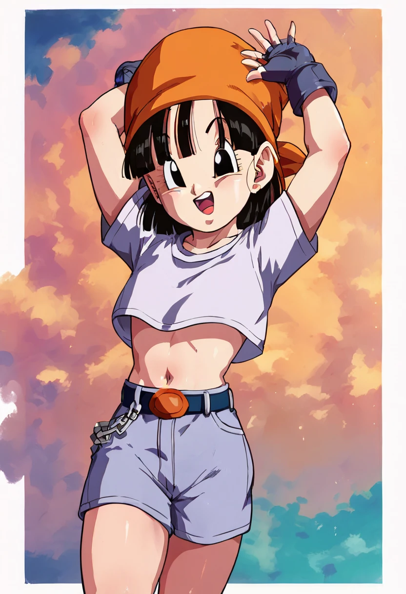 mulher bonita e forte estilo dragon ball exibindo os musculos extremamente definidos malhando