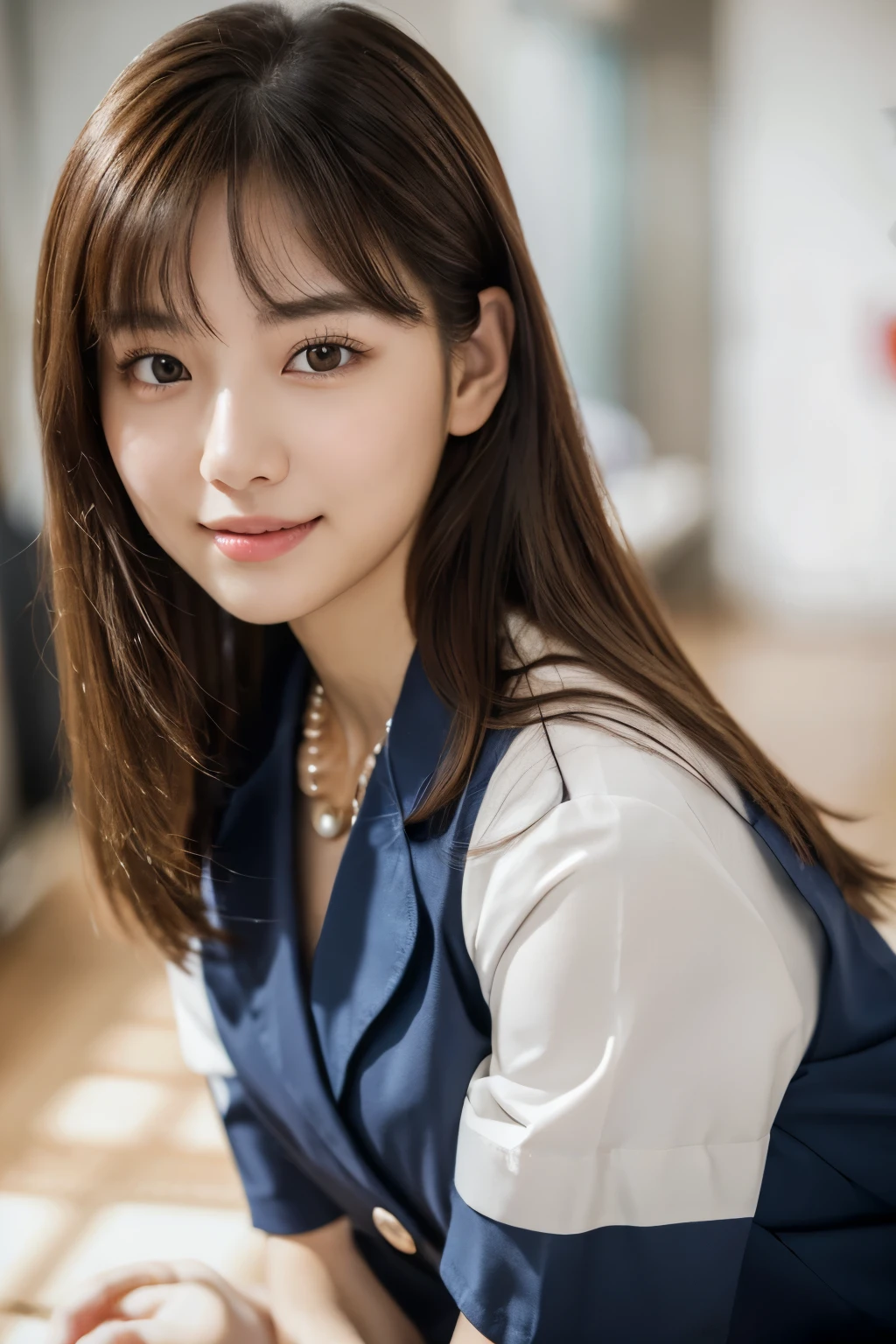 (((masterpiece))), (One beautiful Japan girl, classmates, Innocence,kawaii) ,超A high resolution, Realistic, ultra-detailliert, 8K,top-quality, Extremely detailed, Detailed background,A slender,very beautiful japanese girl, Detailed face:1.3), (poneyTail,A dark-haired :1.4), (a baby face,kawaii系,adorable 14 year old girl), (Perfect body:1.1), (Brown blazer, Light brown pleated mini skirt), waiting to be kissed,Super Detailed Face、Detailed lips、A detailed eye、small gravure idol,Transparent skin、Lori,Japanese high school uniform with the school emblem on the chest,high-definition RAW color photography, professional photograpy, Extremely detailed,, amazing, finely detail, Huge file size, extremely detailed fingers, highly detailed nose, highly detail mouth, (bed), ((Full body shot)), (lie down on the bed),Perfect Anatomy, Photorealsitic, 8k full-length portraits, Photography, Perfect Skin, Warm air,Expectations and anxieties,I take off my jacket and shirt, exposing my chest and showing my shoulders..Beautiful collarbone,Gorgeous hotel rooms