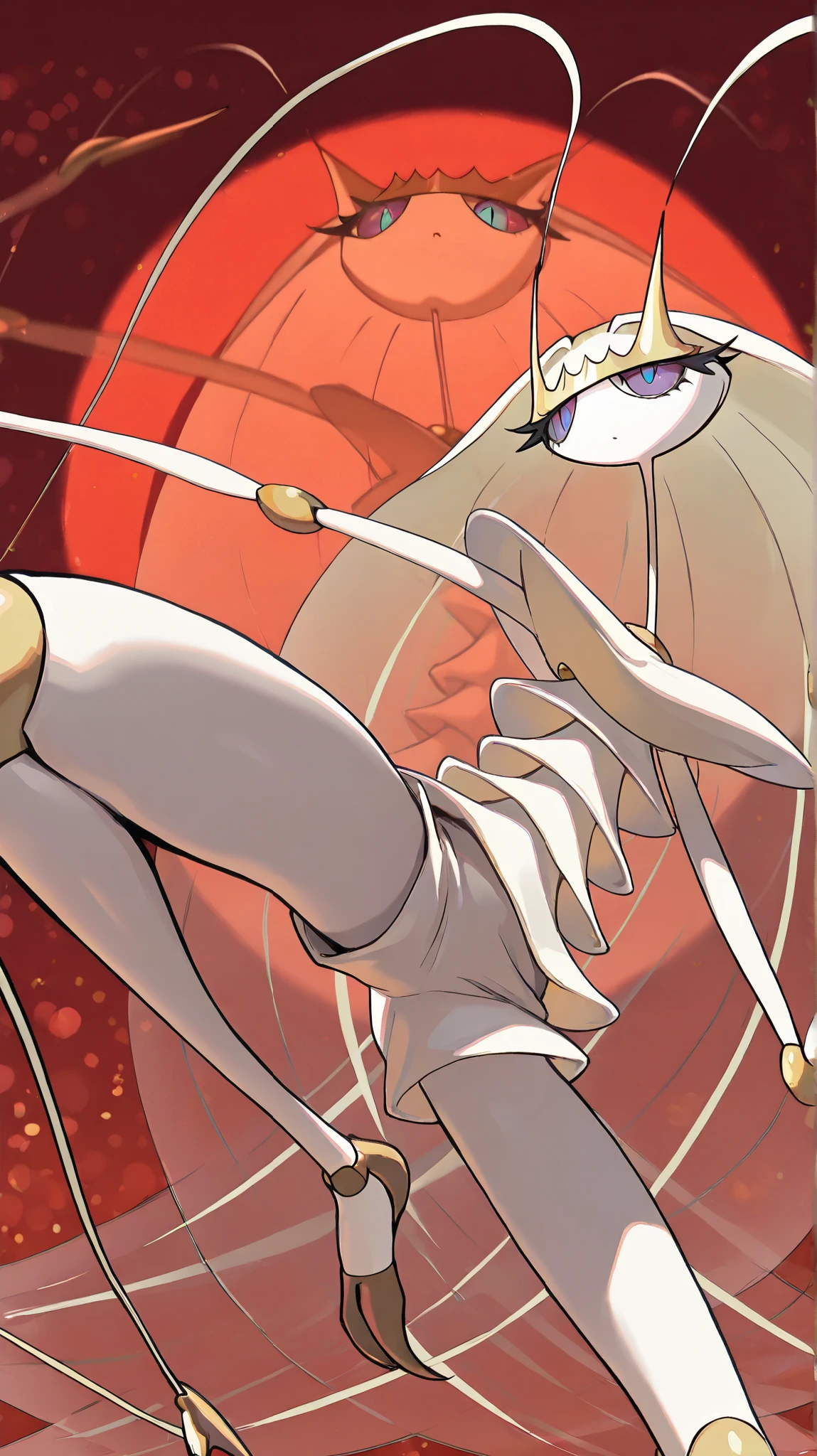 beatiful face, feet,best quality,tonemapping, sharp focus, hyper detailed,(pheromosa),best quality,beautiful,pokemon,(2 fingers),(Clear eyes),solo,detaileds,8K,(slender:1.3),red wallpaper,jumping kick

