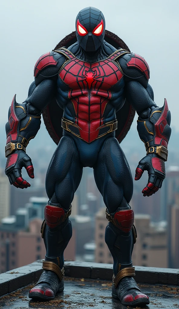 Hulk in iron spider suit with deadpool face