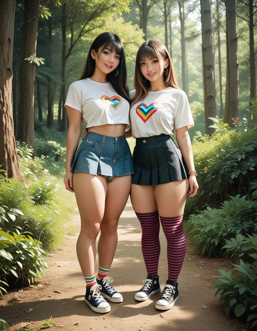 Two 40 years old women, lesbian, (thick thighs:1.2), trimmed hairy