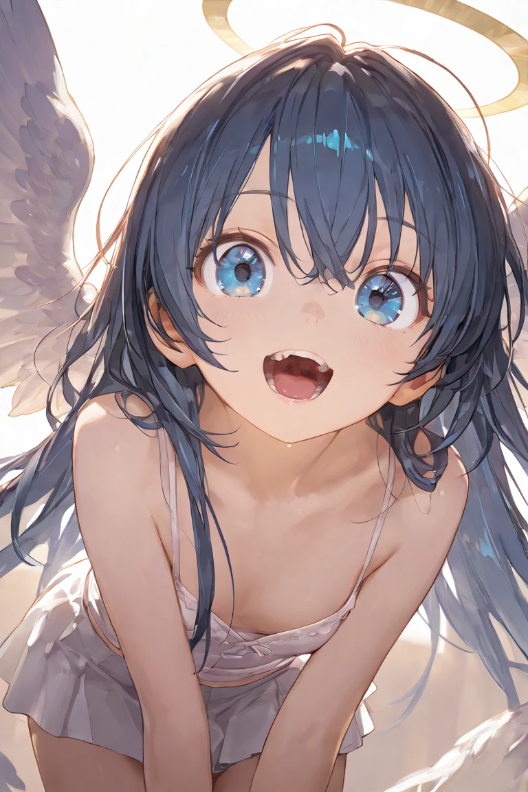 ((Top Quality)), ((Excellent)), (Details),((angel)),,cate , ultra realistic, stunning environment ,vibrant colors,, Black Hair,(Childish face),((Straight Hair)), shiny hair, Girl ,Medium Breasts, ((Naked)), (topless) , ((from_above)) ,Big Wings,((White Wings)), (A pair of wings) , ((Blue Eyes)), half-smile , extreme_close_up, flying, (close_up) ,upper body ,(Cloud World), (In the sky),(Lots of bubbles),arched back ,,Big Wings, ,(Cloud World), (In the sky),((Lots of bubbles)), shiny hair, blunt bangs , 1 Girl ,((Moderate Bust)), ((Blue Eyes)),masterpiece, (half-smile), ultra realistic ,((Emphasize the cleavage)), ((extreme_close_up)) ,((Emphasize the cleavage)), ((Nude)), ((topless)) , best quality, Natural Light, stunning environment ,vibrant colors ,((extreme_close_up)) , ((extreme_close_up)) ,((Emphasize the cleavage)), solo, outdoors,((Moderate Bust)),((naked))