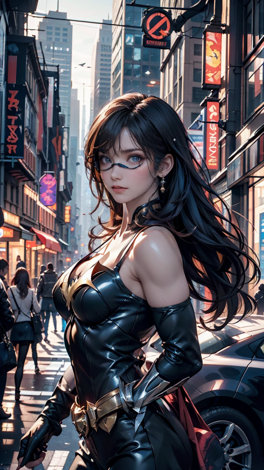 ((melhor qualidade)), ((obra de arte)), (detalhado), rosto perfeito, Bayonetta de corpo inteiro, com fundo de cidade antiga roma, noite, com roupa latex
