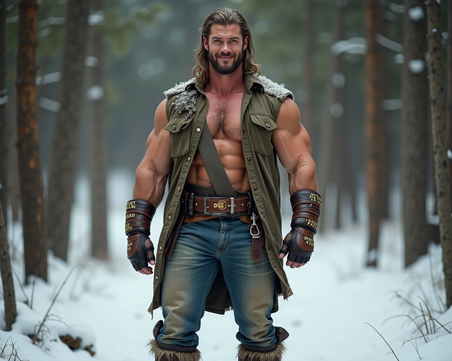 Homem de cabelo rosa, corte do exercito, brinco pequeno, with muscles
