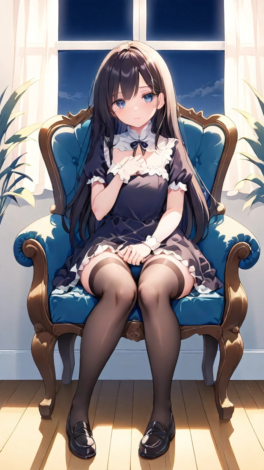 very cute female :1.1,10 yeic lolita:1.8,Dutch Angle Shots,ground-level shot,Low - Angle,full body shot,medium shot,barefoot,living room:1.5,summer,during the day,long hair,flat chest,Wind,dripping sweat:1.1,(4K)、(Raw photo:1.2)、(realism:1.4)、(muste piece:1.3)、(exquisite details:1.2)、delicate and beautiful details、(Eye details)、(facial details)、(highest quality):1.4)、 (super resolution:1.2)、(highly detailed illustrations)、highest quality、Depth of bounds written、wide light、natural shadow information