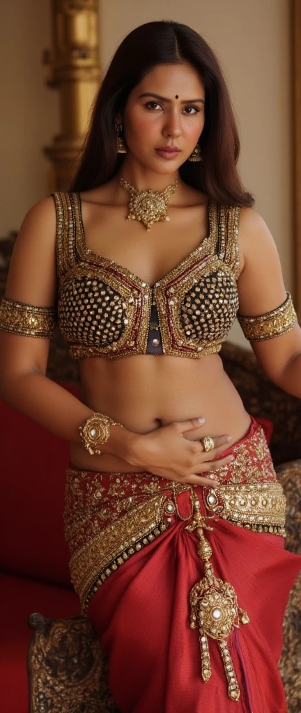 Looks like Amrita Rao, During the pre-British era, Bengali women practiced a unique saree draping style called "no blouse saree draping." This style, distinct to Bengal, involved wrapping the saree around the body without a blouse or upper garment. This allowed for a natural, unrestrained saree, highlighting the woman's curves and enhancing her beauty. The absence of a blouse allowed women to showcase their creativity and individuality in their saree draping. This style was seen as a symbol of femininity and grace in Bengali culture. Although the style is less prevalent today due to Western influence and blouses, its historical significance remains a testament to the region's rich cultural heritage and women's unique fashion choices during this period.
