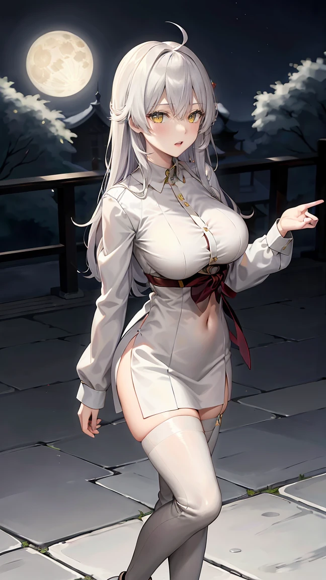 (((waist-up))), ((((perfect bodies))), (((Raised sexy))), (((thermography))), Ultra-realistic 8K CG,Flawless face,flawless perfection,tmasterpiece,Perfect face,Beautiful face,Beautiful eyes,((Perfect female body)),(((tmasterpiece))), (((best qualtiy))), ((ultra - detailed)), (At the office), (highly detailed CGillustration), ((Very fine and beautiful)),Mature and beautiful,flustered, full blush, view the viewer,Ultra-detailed CG,Exquisite facial features,Clear facial expressions,Detailed digital anime art,Digital anime art,High quality anime art style, (Masterpiece), Best quality, Perfect face, ((1girll)), Mature woman, Leaning forward, ((Very long gray hair:1.5)), High ponytail, extremely giant breasts, Hanging breasts, cleavage, Narrow waist, ((ribbon:1.2)), Wearing glasses, ((Superskirt:1.5)), choker necklace, Very small shirt, Transparent shirt, ((White skirt:1.2)), ((The skirt was blown away)), ((Mini tight skirt: 1.5)), ((full body:1.5)), High heels, Garters, ((Lace stockings:1.2)), ((Long and slender legs)), Beautiful legs,Erotic,Seductive pose, ((show underwear, Show panties:1.2)),accidental exposure, Expose breasts,((standing:1.2)), (Open legs:1.2), ((Front Shooting)), Slender figure,(nurses uniform:1.5),up front view, mini-skirts, thermography, red skirt,waist-up
