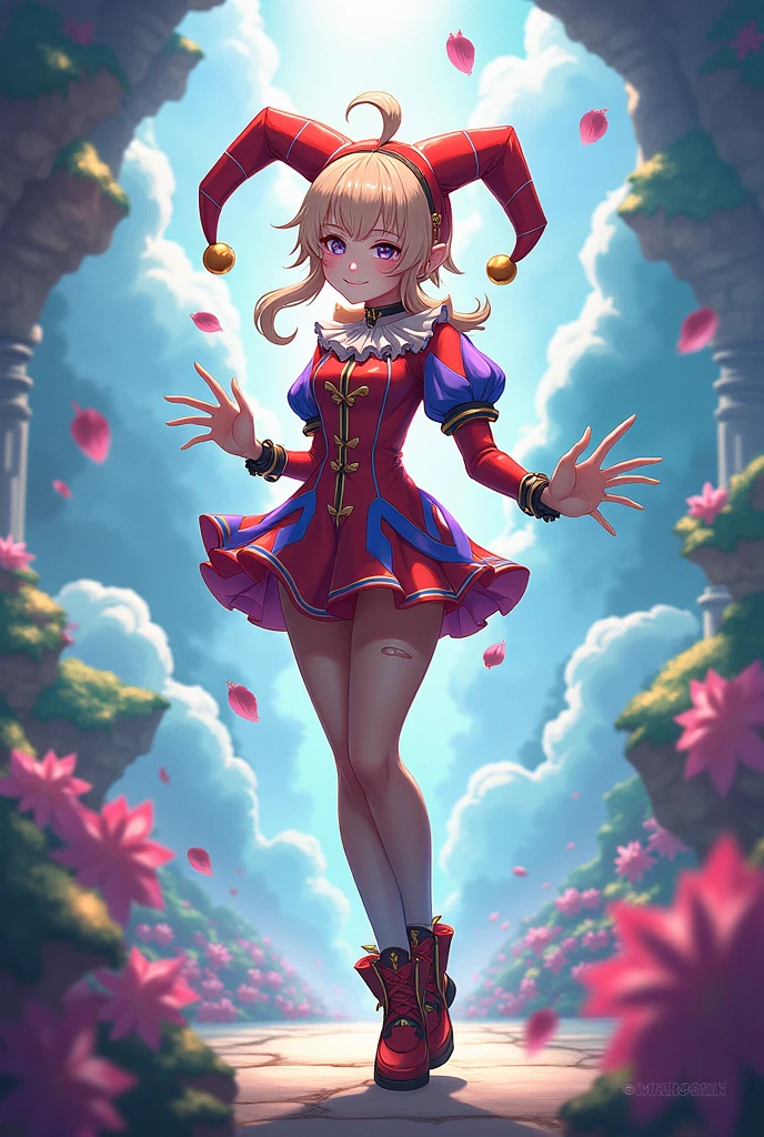 ((Biologically correct number of limbs))、4K、masterpiece、((focus on the face))、((Symmetrical facial features))、Eyes with detailed description、Beautiful woman、outstanding style、beautiful arms、beautiful legs、beautiful hands、(small ass、thin thighs)、Detailed depiction of faces、(high heels、stockings)、close up of face、The background is the park in the morning、((Clown costume))、