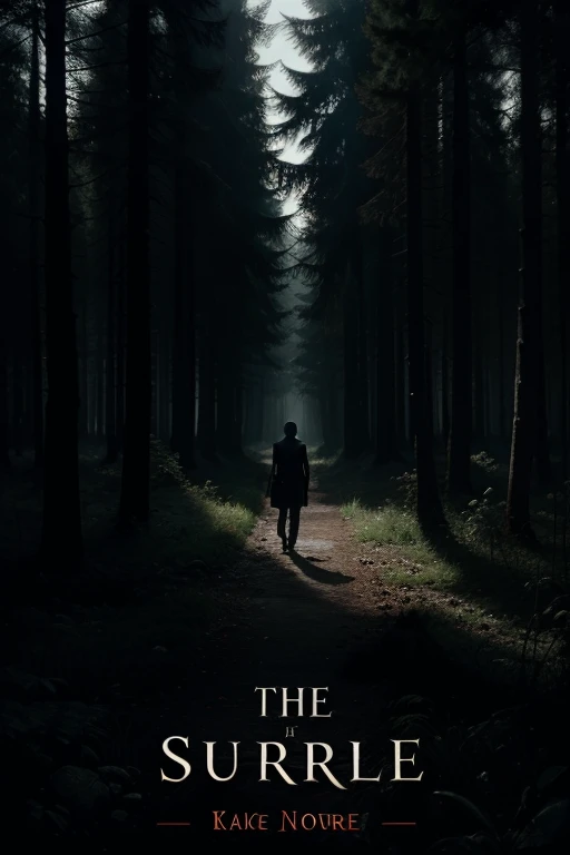 Make a horror novel covers with a dark Forrest theme with 4 s silhouette with the title "promise"