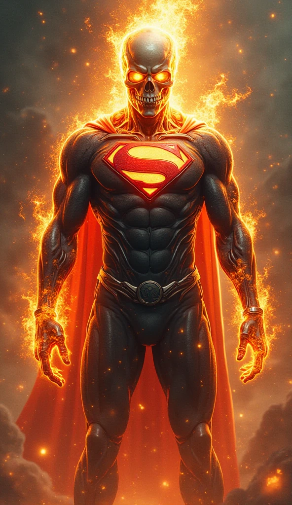 Fire king wearing a super man suit