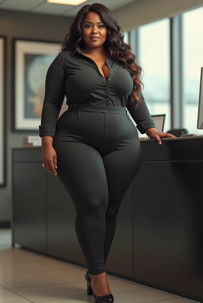 Desi chubby lady dark 40 year old wearin see-through transparent without bra niplples vissible through shirt and pant in office uniform