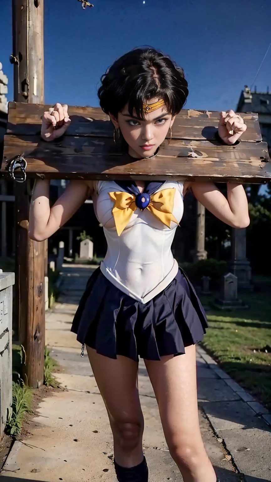 (((Sailor Mercury))), Bluish short hair, blue elbow pads　White long gloves, (Sailor Warriors　Sailor Warriorsのコスチューム:1.47), (The leotard is white:1.7), Blue collar, Sailor Warriorsの胸リボン, The costume is tight against the skin,  girls, (blush), ((Slender figure　Beautiful Skin)), Highest quality, High resolution, masterpiece, (Beautiful vagina and clitoris), (With a 30-year-old mafia man, penis:1.4), Complete limbs, (Mating press:1.2), 1 Beautiful Girl, ((((penis enters vagina)))), (Beautiful crotch), Spread your legs, ((Binding, Restrained by rope:1.4)), Sailor Warriors fuck a guy fully clothed, (((Such a cute little face)))