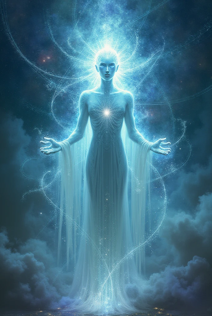 an astral Woman woven of transparent starlight, her skin is transparent star light, her body is astral light, transparent body