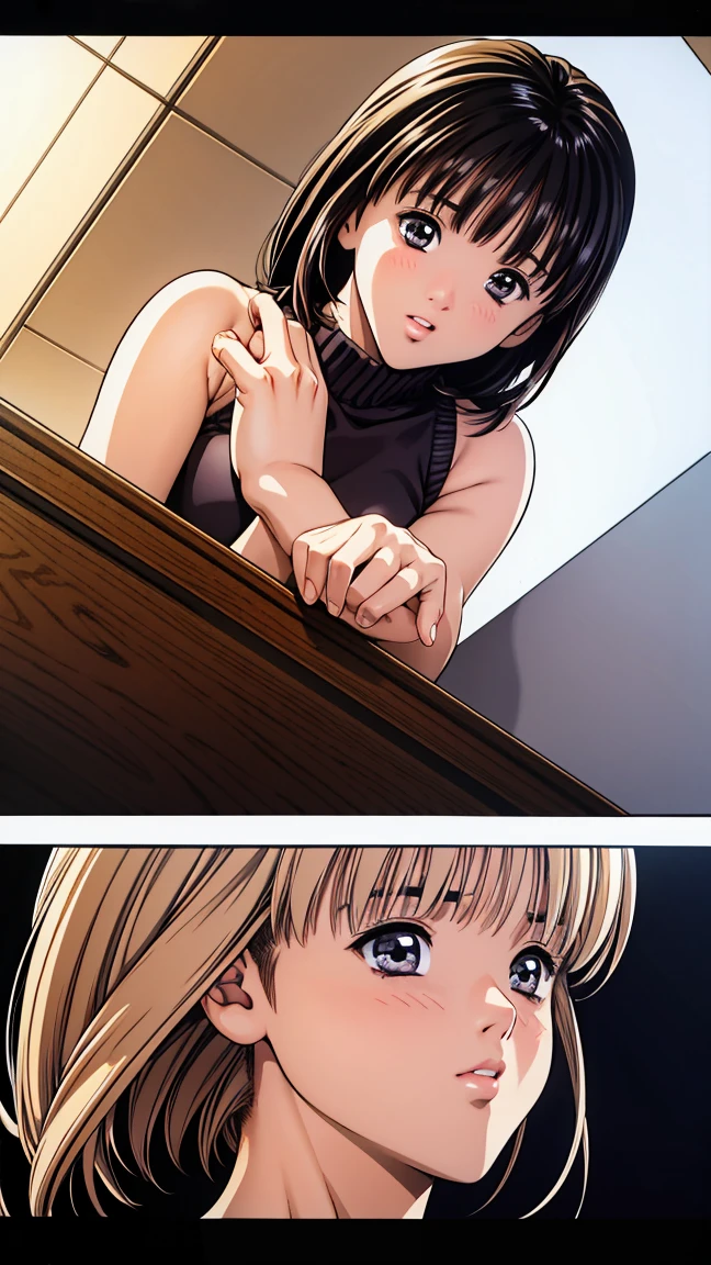 Completely naked、Exposing the breasts、Nipples、Large areola、(masterpiece、Highest quality)、Highest quality, Ultra-high resolution, (((masterpiece))), alone, Sweat、Big eyes, Composition from the front、Shortcuts、Embarrassed face、Blonde、Cut your hair short、Shower room、vapor、vapor、short hair、Browsing Caution