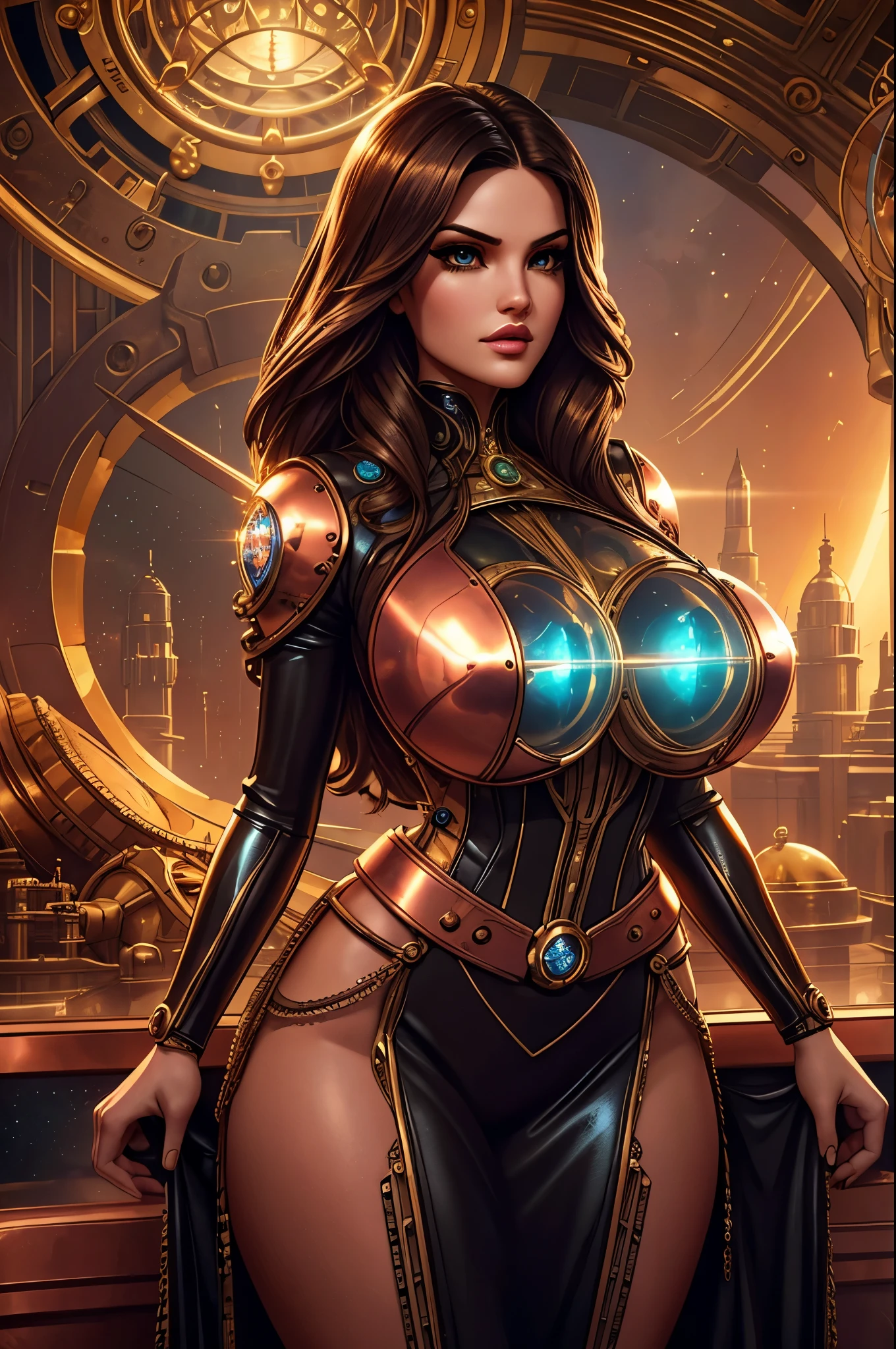 SciFi vintage, 1girl in sexy vintage sci-fi clothes, arte de Don Lawrence