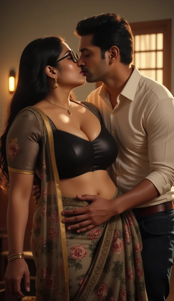 araffes in a black sari hugging a man, sexy movie photo, scene from a movie, still from a movie, shot from movie, still from movie, still shot from movie, love scene, screenshot from a movie, belly button showing, big budget movie scene, still from the movie, desi, her belly button is exposed, bra