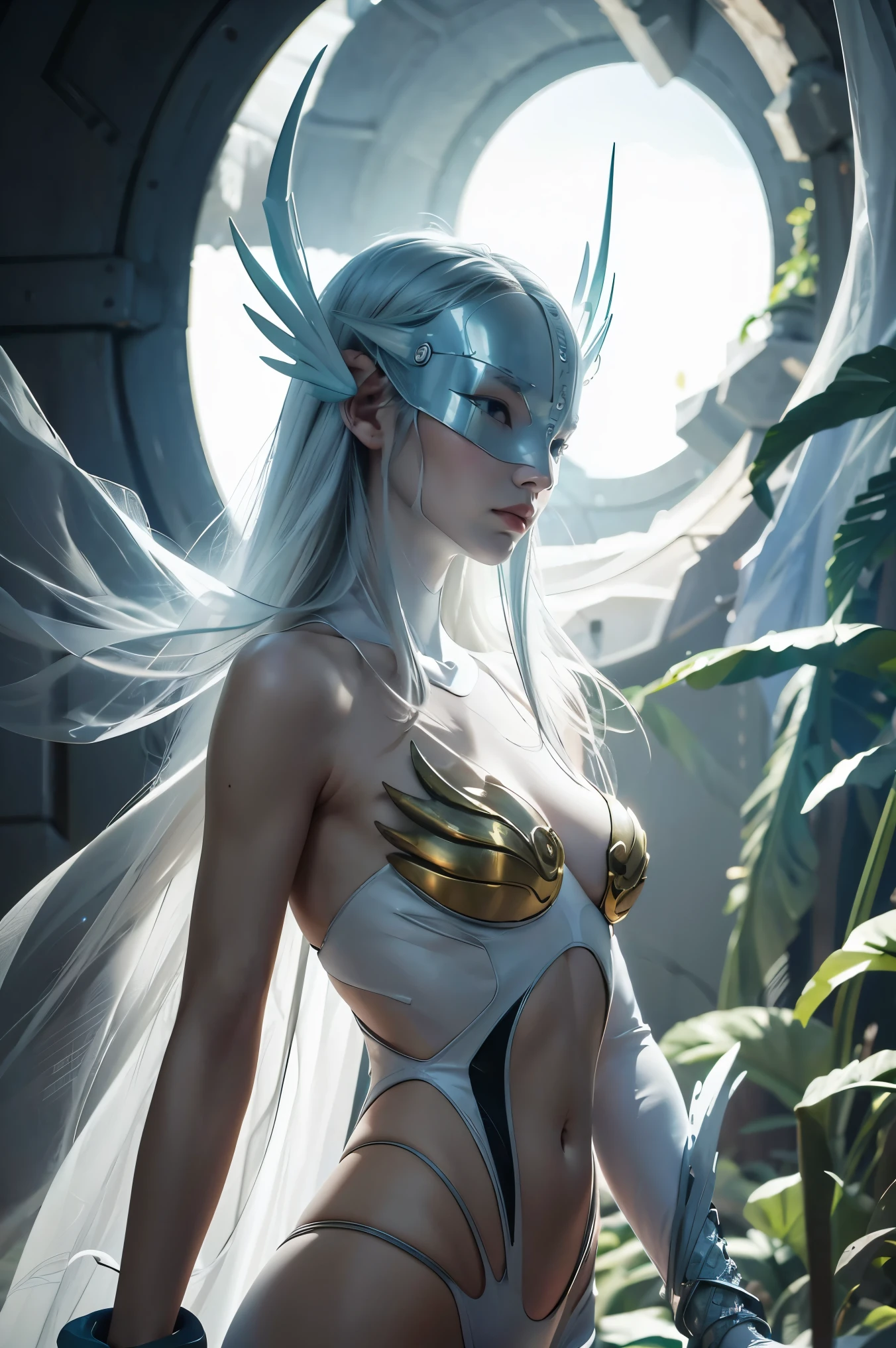 Translucent ethereal alien warrior,ModelShoot style, (Extremely detailed CG unified 8K wallpapers), The beauty of abstract stylization,,surrealism, 8K, Super detail, Best quality, Award-Awarded, Anatomically correct, 16k, Super detail