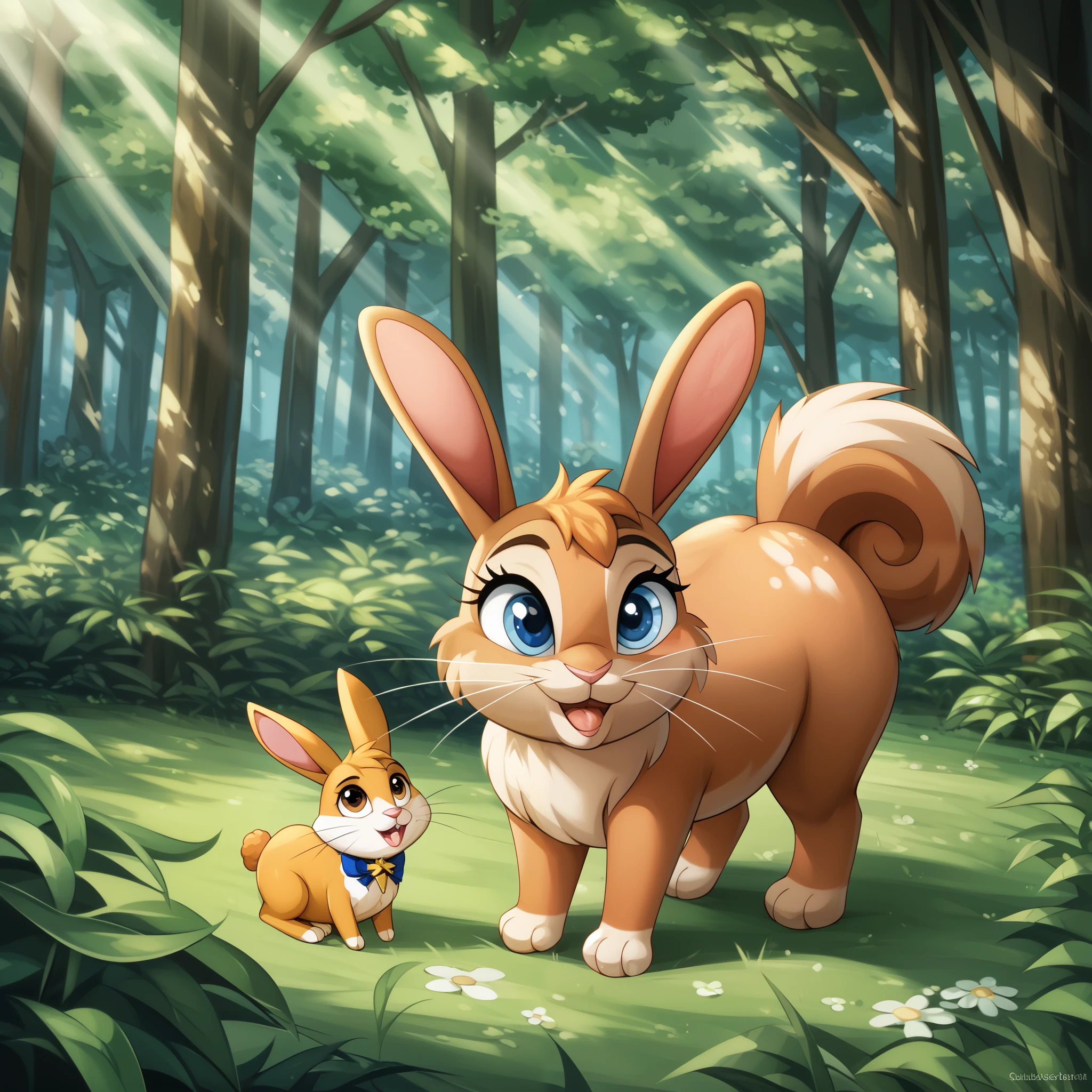 10. **Phudko’s Clever Plan** - "Phudko the rabbit smiling slyly, as if he’s planning to outsmart Chhoto the monkey with a trick."