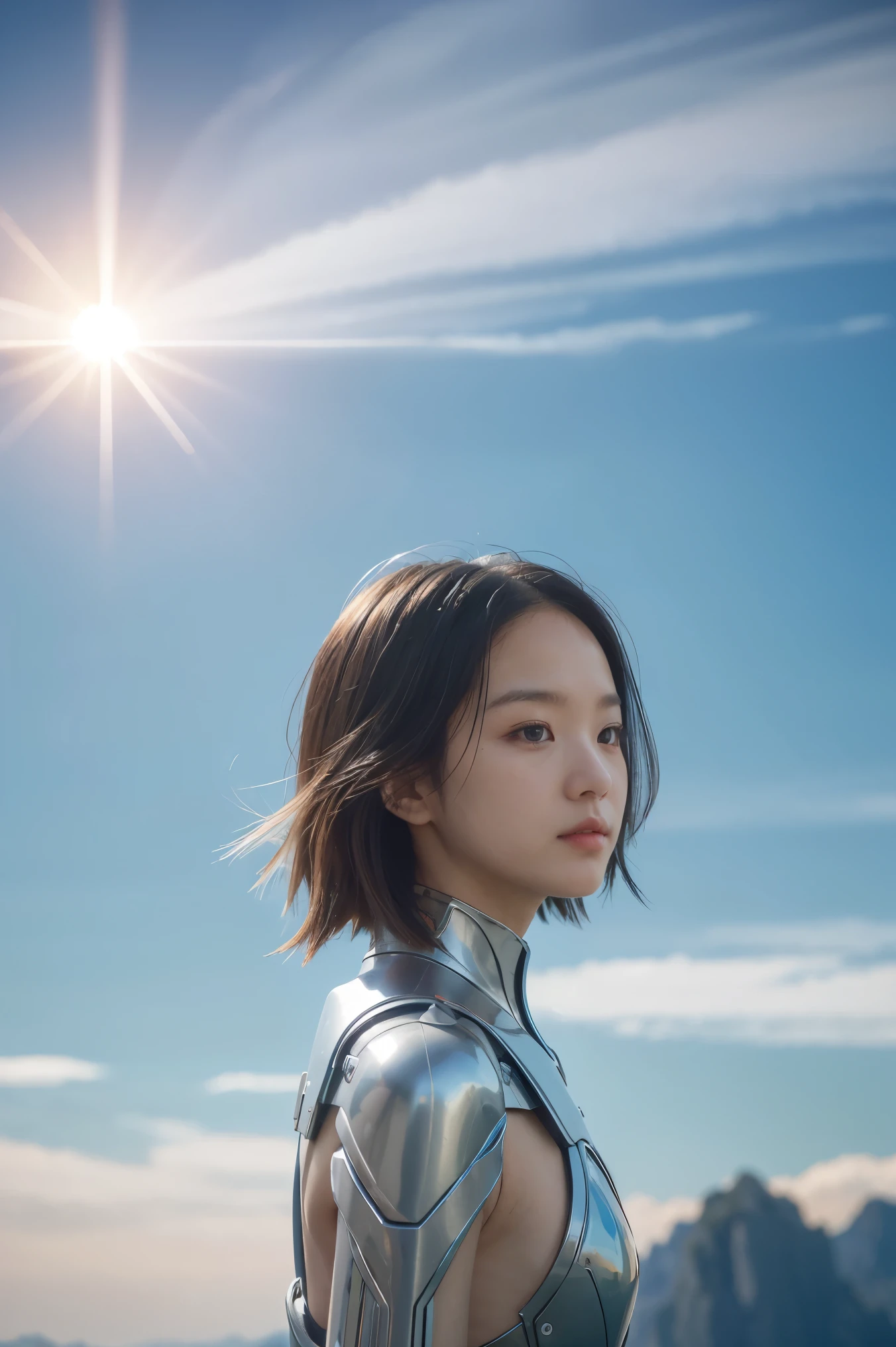 , sky, cloud, Translucent ethereal alien warrior,ModelShoot style, (Extremely detailed CG unified 8K wallpapers), The beauty of abstract stylization,,surrealism, 8K, Super detail, Best quality, Award-Awarded, Anatomically correct, 16k, Super detail