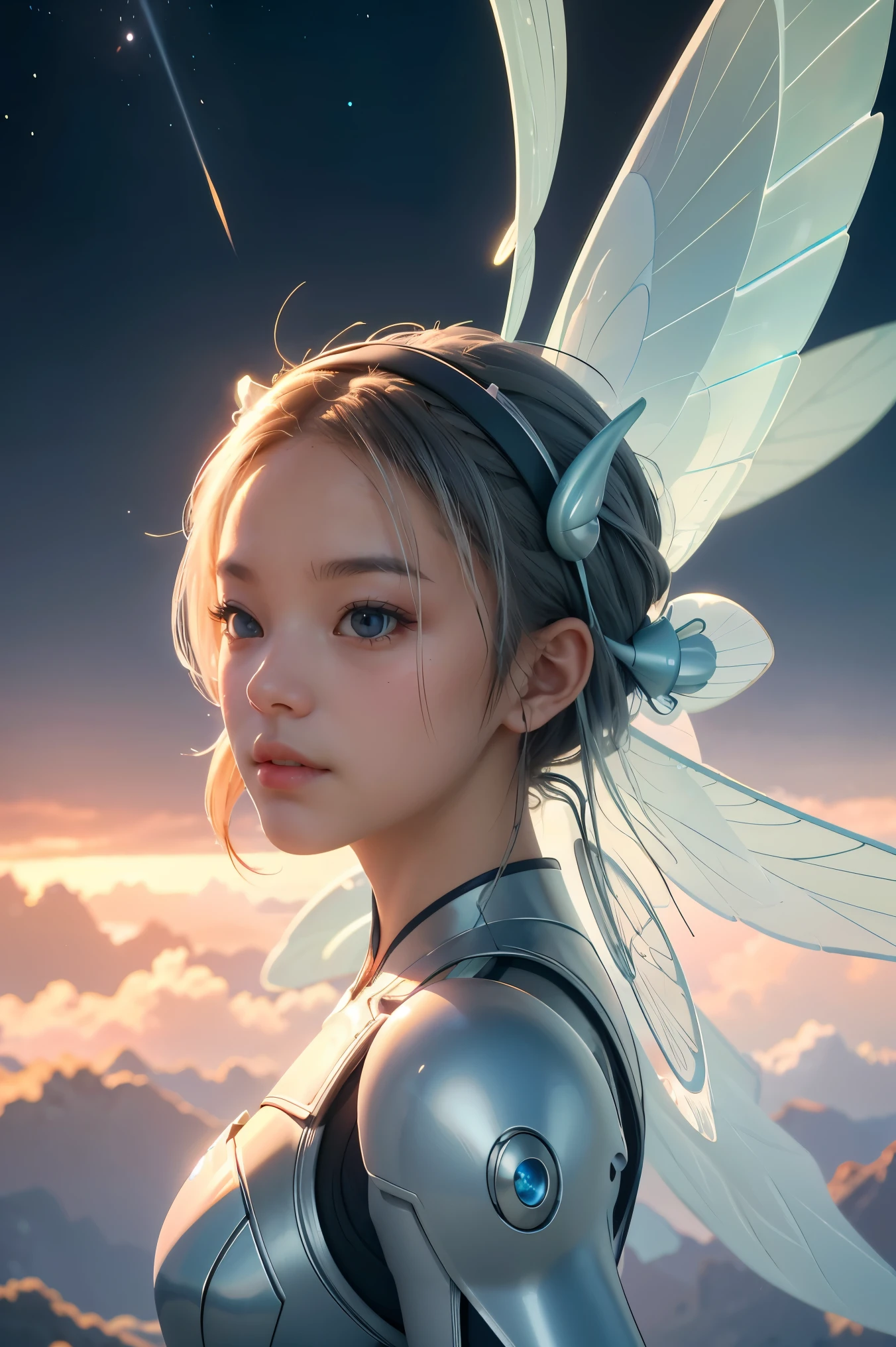 , sky, cloud, Translucent ethereal alien warrior,ModelShoot style, (Extremely detailed CG unified 8K wallpapers), The beauty of abstract stylization,,surrealism, 8K, Super detail, Best quality, Award-Awarded, Anatomically correct, 16k, Super detail