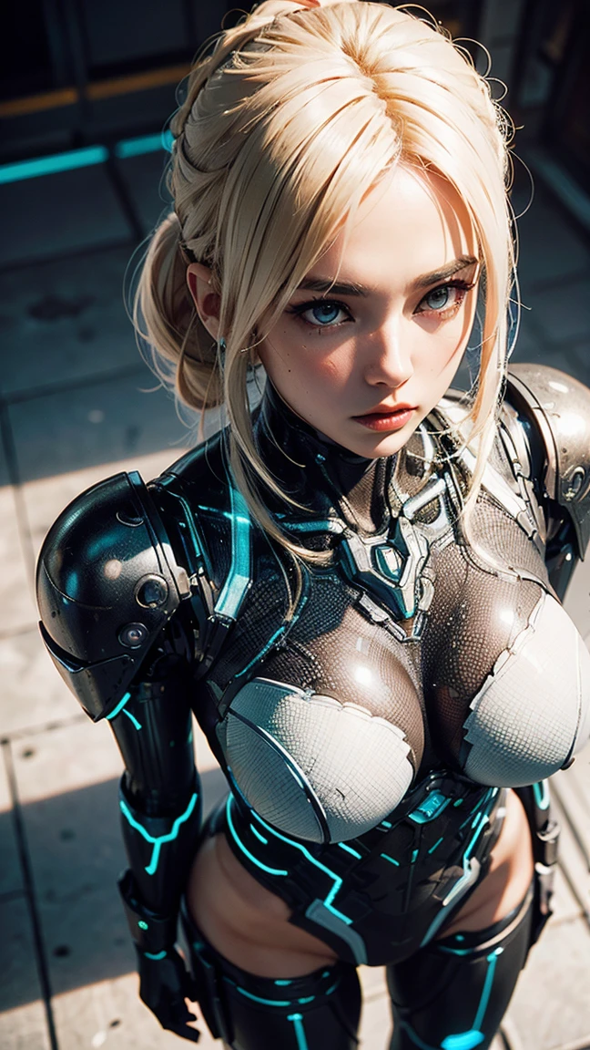 (((cybersoldier style aesthetic))) bust to waist ((half body)) ((beauty shape)) perfect skin, hyperrealistic masterpiece, in extremely complex & superdetailed black and white plugsuit, cinematic illumination: 8k, symmetrical eyes, realistic, sharp focus, HD, highly detailed, intricate, photography, hyperrealism, hyperrealistic, film, studio portrait, detailed, dramatic lighting, (((holding two guns)))