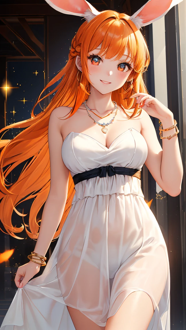 best quality, masterpiece, high resolution, A girl, blond, red eyes, Fashion, necklace, jewelry, Pretty Face, Perfect breasts, more than_Body, Tyndall effect, lifelike, Dark Studio, Side light, Two-color lighting, (HD Skin:1.2), ((Half Body Shot)), ((closeup shot)), mature woman, one person, (Silver red hair streaked orange:1.4), (Gradient yellow hair ends:1.6), hair strand, absurdly long hair, single sidelock, wavy hair, shiny hair, floating hair, (Illusion deep red eyes), delicate eyes, aqua eyes, super high detailed eyes, long upper eyelashes, ((glowing eyes)), makeup, Focus on face, Very detailed facial, hot body, break, angel, angel wing, mechanical wing, wedding dress,
(dynamic pose:1.2), (dutch angle:1.5), golden ratio,
mysterious, like a goddess,break clear blue sky, cloud, cloudy sky, space, star, planet, nebula, aurora, milky way, floral, space ship, deep space, perfect world, detailed background, perfect layer cut, clean focus, realism, chiaroscuro, (glowing light), sparkle, ray tracing, cinematic lighting, Futurism, motion blur, atmospheric perspective, Depth of Field, Bokeh, best quality, UHD, super detail, masterpiece, highres, ccurate, retina, anatomically correct