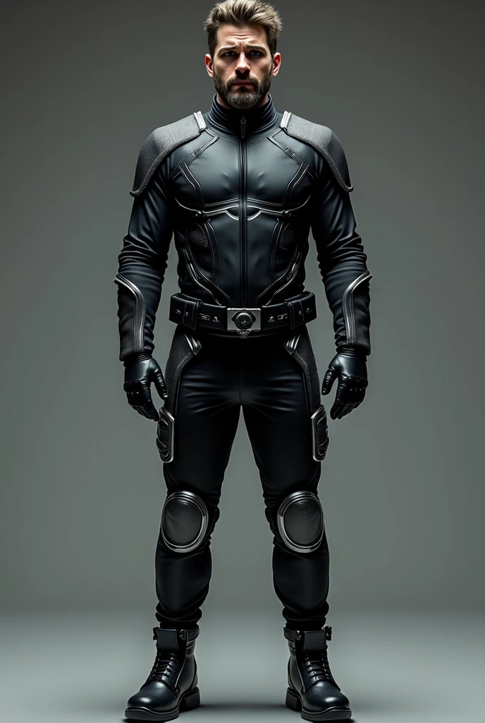 Man in black suit, Dangerous, anti-hero vey brutal, very cool, very muscular very sharpjawline, very sigma