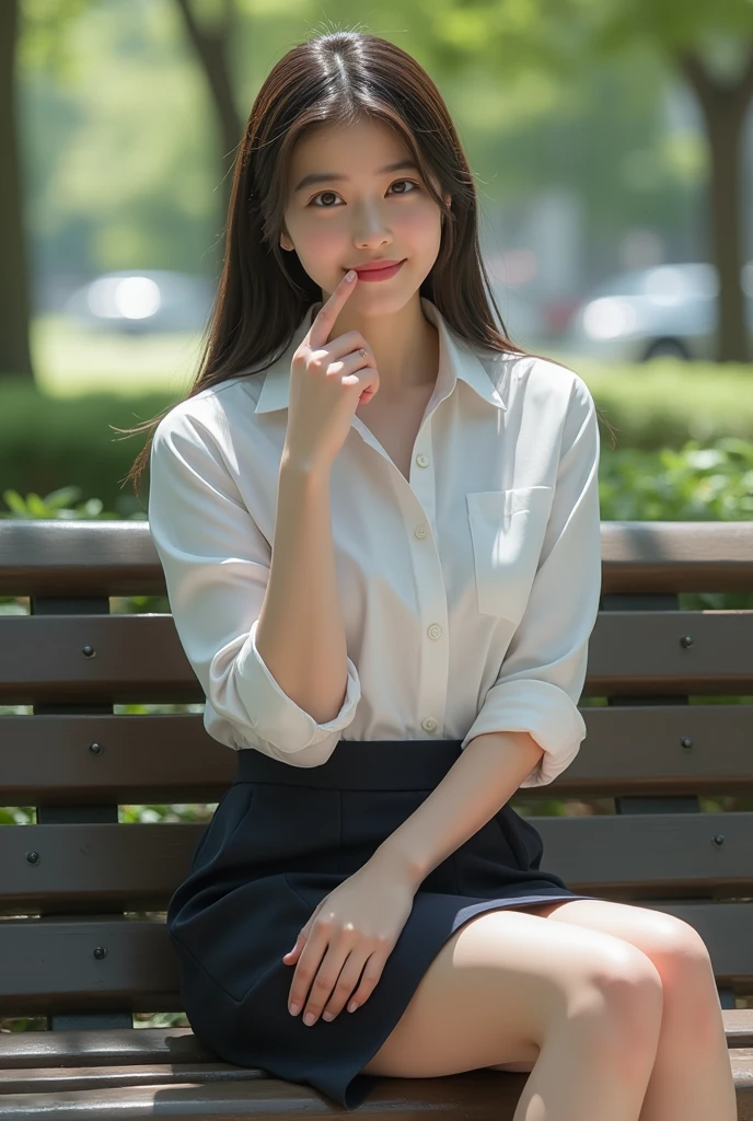 (Masterpiece:1.3), (8K, Photorealistic, RAW Photo, Best Quality: 1.4), Japan Person, Beautiful Face, (Realistic Face), (Medium Hair:1.3), Beautiful Hairstyle, Realistic Eyes, Beautiful Eyes, (Realistic Skin), Beautiful Skin, Attractive, Ultra High Definition, Ultra Realistic, High Definition, Office Lady, (Midnight: 1.5), Midnight Park, Mini skirt, Sit on a bench, Sit with legs spread, Sit with crotch open, (Put your hands on your eyes: 1.5), business suit, white shirt, panchira,
