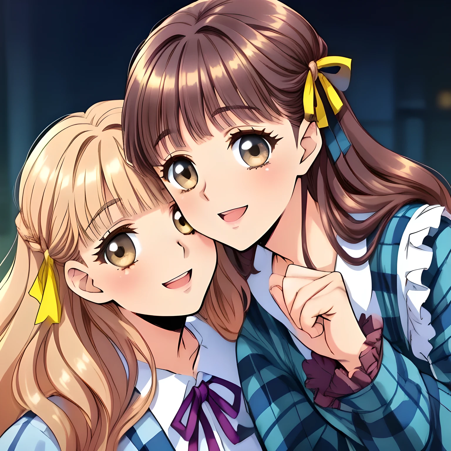 SeaArt Bot HD Restoration Default 23:21:40  
(highest quality, masterpiece:1.2), highest quality, High resolution, 1080p, 8K, Height: 160cm, (Noble lady, noble high-quality colorful cover of lady's comic by most popular manga artist, amazingly neat & clean, in peace and neat lovely strong charm: 1.8), (Too cute lady like a love-story comic heroine), (the head is tilted cutely), (laugh in bliss), (Whispering the viewer's subliminal desire secretly to hypnotize the viewer), A very lovely, very noble, pretty and pure beautiful girls. ((Bursting out Laughing very elegantly)), Using expensive whitening cosmetics by cosmetics artist: 1.2), A face that everyone loves, Glossy lips, Even bangs, (Too beautiful blue fascinating shiny (brown eyes) with love to the viewer, with detailed clearly (like girlish comics beautiful lovely heroine): 1.5), ((Black long Hair)), ((long amazingly beautiful straight wavy long hair: 1.5)), (Neat sailor uniform, neat expensive (white silk frilled blouse), (A long, very neat, dark (navy blue) (tartan-checkered pleated blue skirt)), (too pretty shiny light-yellow realistic school ribbon): 1.5), (Extremely lustrous, shiny game heroine lips, laughing open mouth: 0.8), (Ribbon in (black hair), The ribbon is big and very pretty, Beautiful black hair like a hair model), (Tight waist, slender like a beautiful fashion model, all the high-school student ladies admire their style: 1.5), (The background is plain black space to emphasize their fascination: 1.6), (The lady knows well about the viewer's super fetishism for school uniforms, inviting the viewer into uniform dream of succubus, and satisfies it completely with her hands and skirts and (laughter giving extreme pleasure) deeply (in the viewer's clear lewd dream): 1.6), (beautiful expensive gorgeous atmosphere which the viewer can't stop being lustful: 1.5), (Take a shot from the side of them: 1.5) 
