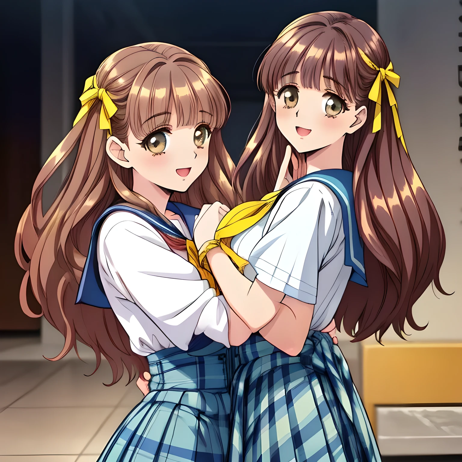 SeaArt Bot HD Restoration Default 23:21:40
(highest quality, masterpiece:1.2), highest quality, High resolution, 1080p, 8K, Height: 160cm, (Noble lady, noble high-quality colorful cover of lady's comic by most popular manga artist, amazingly neat & clean, in peace and neat lovely strong charm: 1.8), (Too cute lady like a love-story comic heroine), (the head is tilted cutely), (laugh in bliss), (Whispering the viewer's subliminal desire secretly to hypnotize the viewer), A very lovely, very noble, pretty and pure beautiful girls. ((Bursting out Laughing very elegantly)), Using expensive whitening cosmetics by cosmetics artist: 1.2), A face that everyone loves, Glossy lips, Even bangs, (Too beautiful blue fascinating shiny (brown eyes) with love to the viewer, with detailed clearly (like girlish comics beautiful lovely heroine): 1.5), ((Black long Hair)), ((long amazingly beautiful straight wavy long hair: 1.5)), (Neat sailor uniform, neat expensive (white silk frilled blouse), (A long, very neat, dark (navy blue) (tartan-checkered pleated blue skirt)), (too pretty shiny light-yellow realistic school ribbon): 1.5), (Extremely lustrous, shiny game heroine lips, laughing open mouth: 0.8), (Ribbon in (black hair), The ribbon is big and very pretty, Beautiful black hair like a hair model), (Tight waist, slender like a beautiful fashion model, all the high-school student ladies admire their style: 1.5), (The background is plain black space to emphasize their fascination: 1.6), (The lady knows well about the viewer's super fetishism for school uniforms, inviting the viewer into uniform dream of succubus, and satisfies it completely with her hands and skirts and (laughter giving extreme pleasure) deeply (in the viewer's clear lewd dream): 1.6), (beautiful expensive gorgeous atmosphere which the viewer can't stop being lustful: 1.5), (Take a half body shot from the side of them: 1.5)