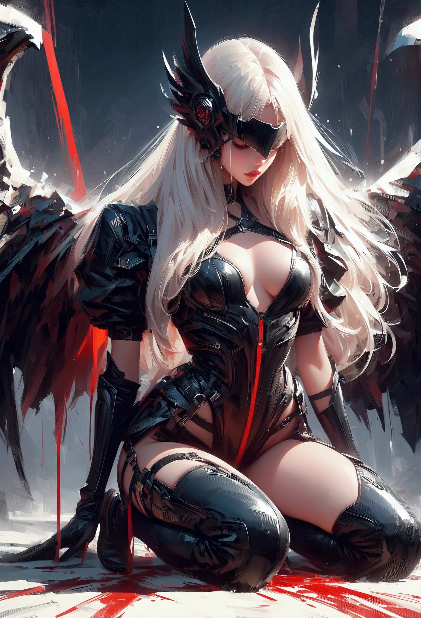 (((masterpiece)))、((highest quality))、(Super detailed)、(CG illustration)、(so beautiful ))、cinematic light、(((1 Mechanical Girl)))、 SF、Apocalypse、?????? grotesque、(beautiful and luxurious:1.2)、(1 girl:1.3)、facing the front, (double breasted,under bust:1.2), gap between buttons,(((corset belt))),(((high waist mile