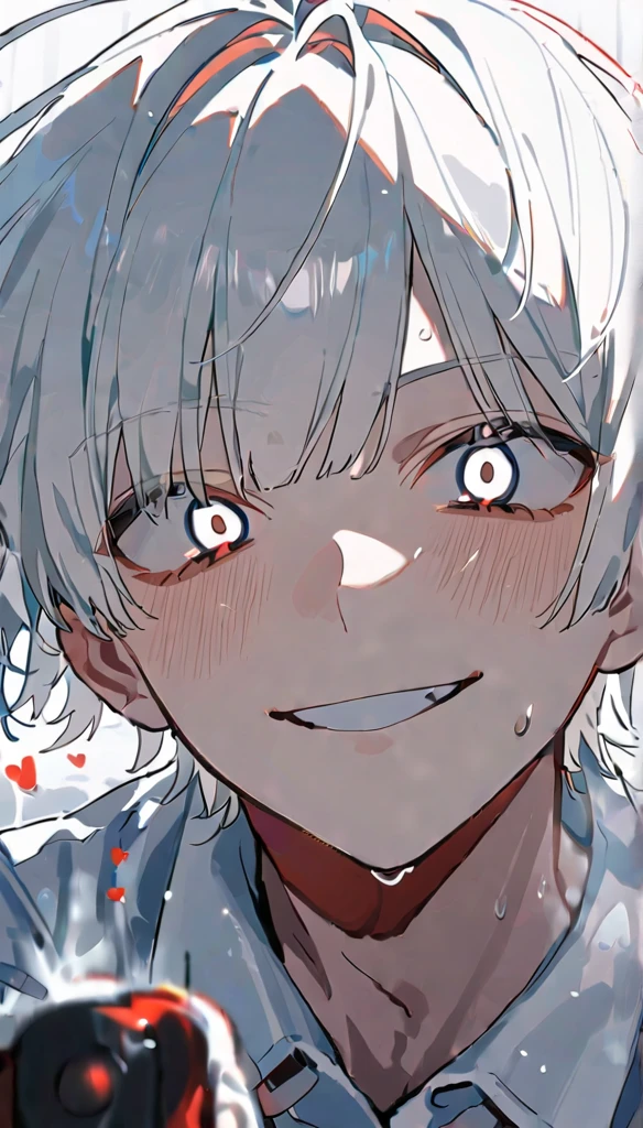 Resolution full, boy, very accurate, best quality, masterpiece, from front boy, cinematic lighting, full HD, very sharpener, mouth only, best art, very accurate, mouth only, smile, tooth, white theme, dirty face