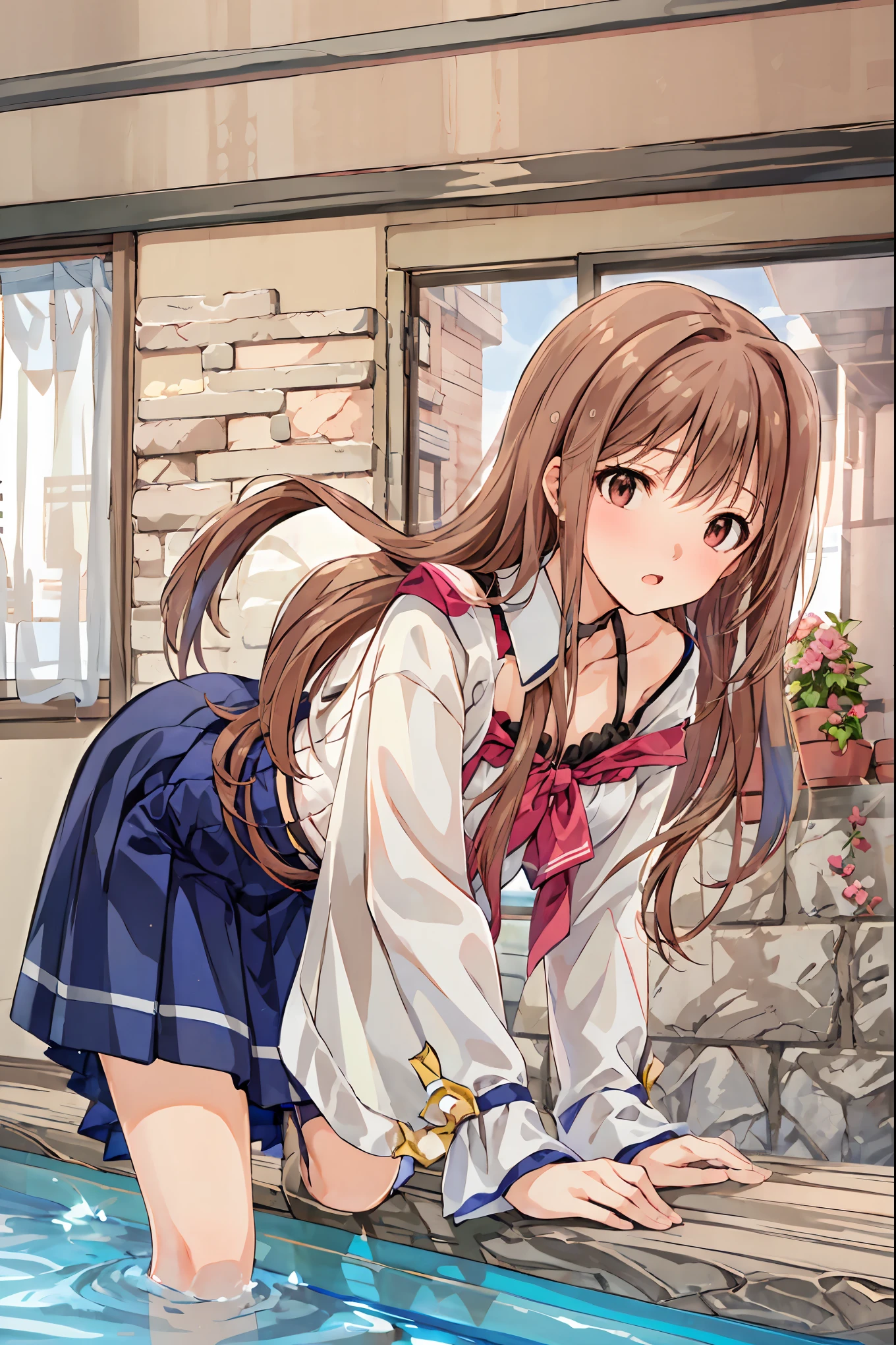 (( top quality、 Hi-Res、 highly detailed CG Unity 8K wallpaper))、 adult female ,  sexy witch cosplay , Long blonde wavy hair、  Off Shoulder Knit, Black pencil miniskirt , 、Medium milk, ,  Embarrassed Laugh , Expose your shoulders、( forward posture to highlight breasts )、Sexy purple and red bra、((Blue and red lace panties))、Gorgeous magic wand and book、hotel swimming pool 、  night 、 sexy pose with skirt on top、  highlight your butt in a dark room at a luxury hotel 、(( Shy Look ))、 amazing quality of a bedroom on all fours 