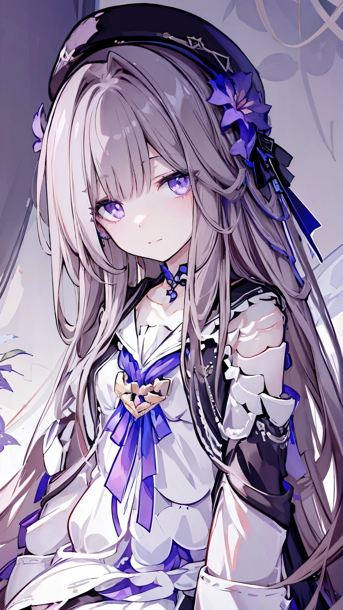 top quality、 long hair、(Whitening skin)、 purple eyes , straight hair,Petite、 Slim, Tiny Breasts , Slim,Japanese-style room,On the futon,Embarrassed, naked shirt,,