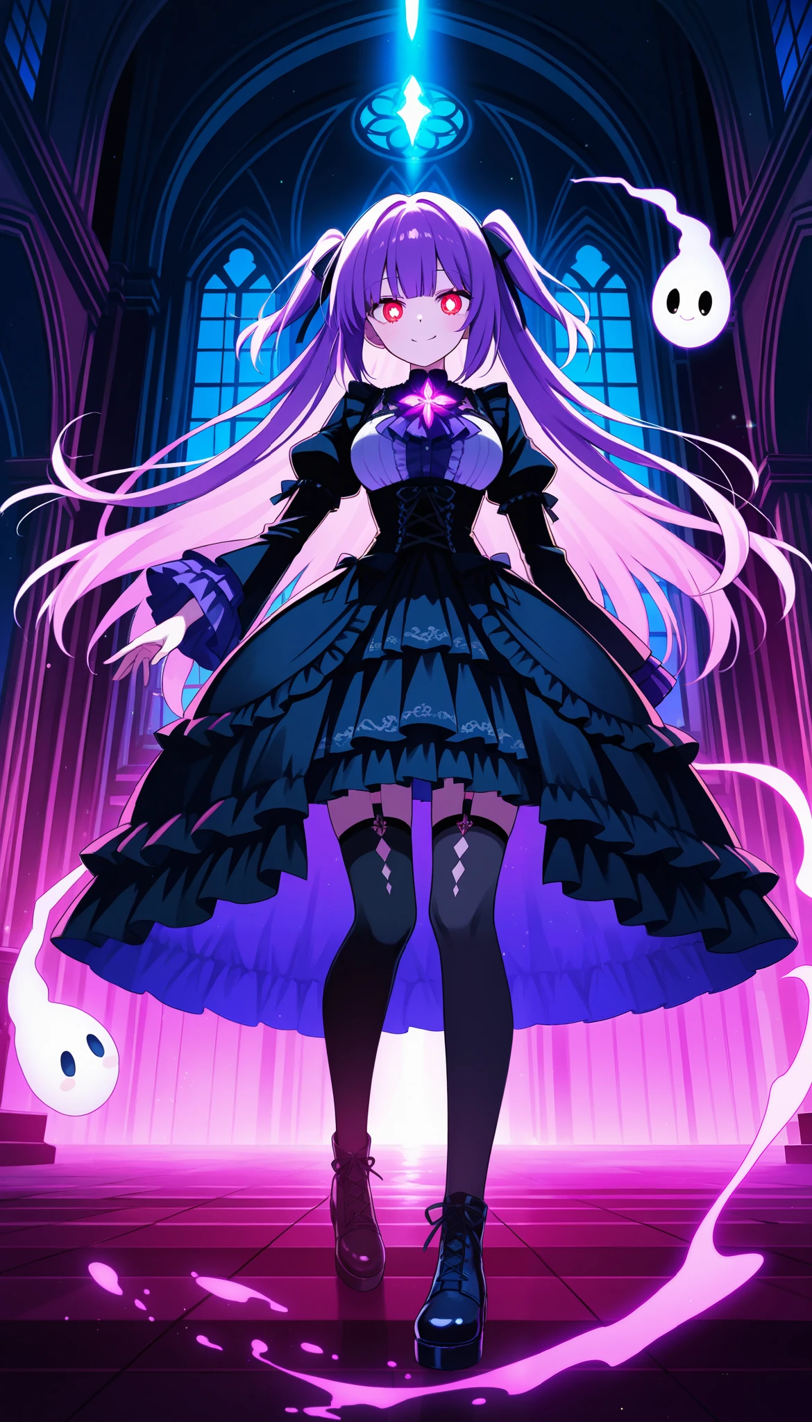 colorful ghost house, vivid dark fantasy, lighting art, BREAK very cute ghost inviting you, melted atmosphere, mysterious fantastic, antique gothic,  