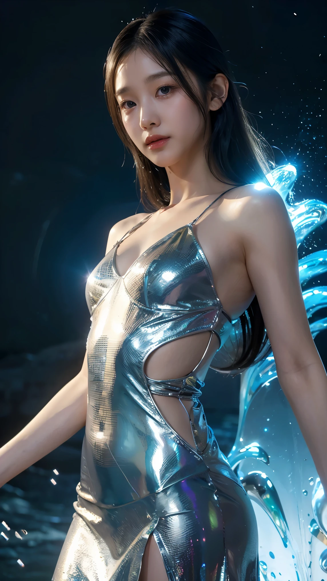 (8K、Raw photography、最hightquality、​masterpiece:1)、最hightquality、hightquality、film grains、
amber、honey、(Beautiful 1 girl in liquid beautiful bodysuit cloth)、(translucent green liquid、Emeraude、)　The bodysuit melted into mud、Cowboy Shot、美丽的面容、A detailed face、perfectly proportions、Unevenness of the skin、、big breasts thin waist、nabel、Crotch gap、Camel toe、thighs thighs thighs thighs、length hair、pose for photo、dance、Dynamic Poses、(Translucent skin)、water dripping、foam、​masterpiece、clearface、Far Shot、front lit、Front view、Pink short ponytail、((big warm smile))、clearface、softlighting、the golden hour、Pureerosface with mottled lights and shadows_v1