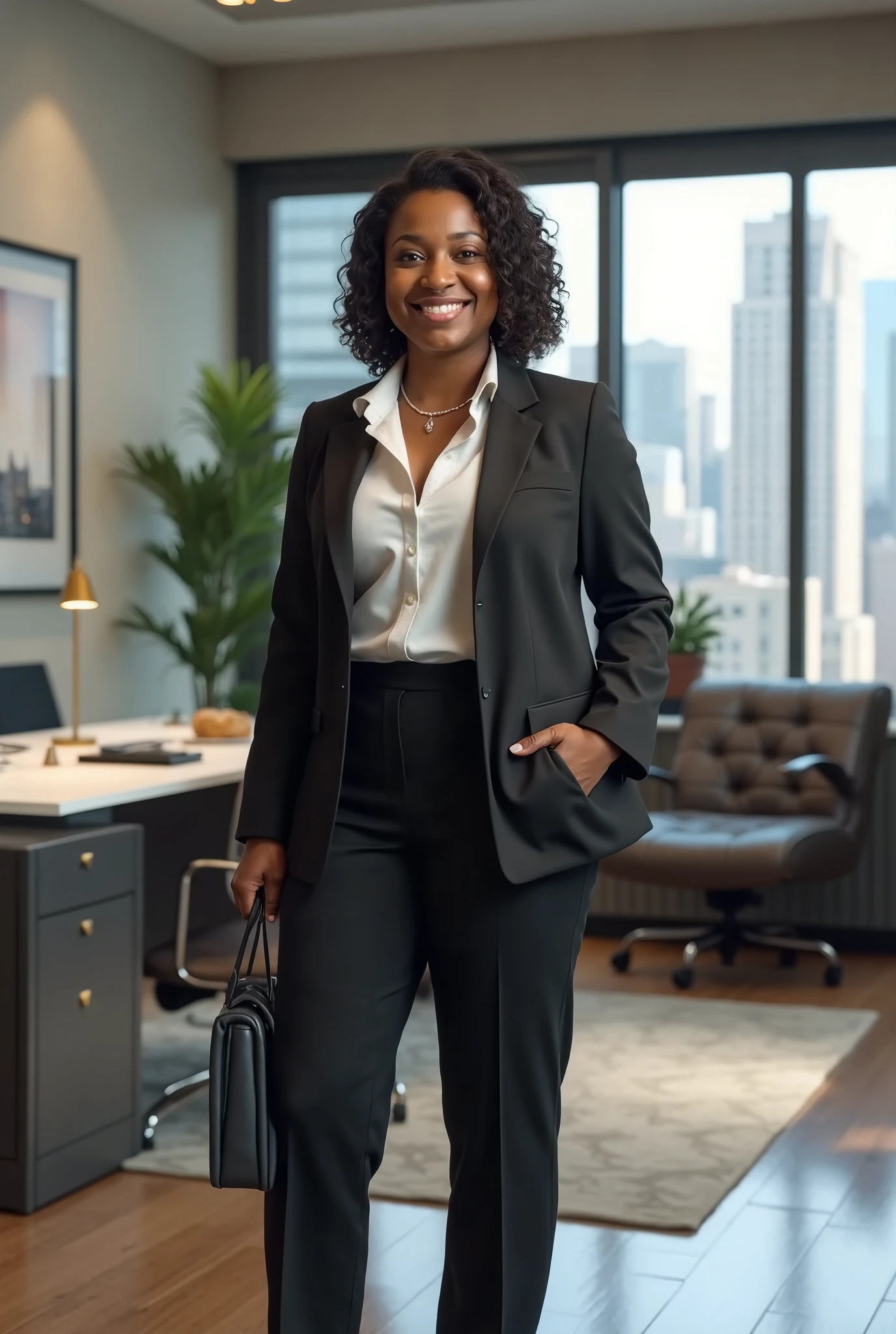 Lou charmelle standing in office