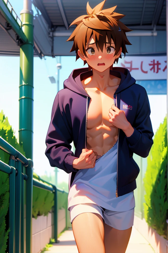 (masterpiece, best quality),Male children,nakeness,A young boy with,younge boy，Kid's face，adolable，infancy，Young age，Short round face，Flat chin，children's,infancy,(Kid's face),spread their legs,Pink belly hair,Pink chest hair,Pink pubic hair,Young age,Flat chin,Fine face in detail,White men's briefs,musculous,pink short hair,Bright Hair,White eyes,Keep your eyes wide open,nakeness,White briefs,White briefs,Pectoralis abdominal muscles,Strong and well-developed muscles,Packed in buses,Bright and vivid colors,(depth of fields:1.2),Positive audience,looking at viewert,spread their legs,the night