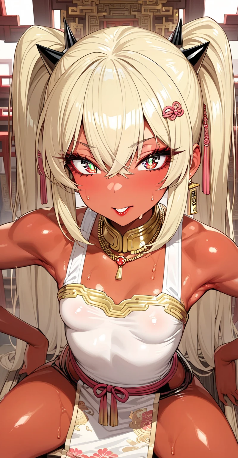 Small red horns, (masterpiece:1.2, Best Quality), (Beautiful and delicate eyes: 1.2), ((One girl)), ((only)), (Brown eyes:1.4), (Fine eyes and a fine face:1.3), (Beautiful and clear background:1.2), (Extremely detailed CG, Ultra-detailed, Best Shadow:1.1), ((Depth of written boundary)), Large Breasts, shoulders, Flowers and petals, beautiful concept figure, (White Background:0.5), (figure:1.1), (Very detailed and beautiful:1.1), (Perfect details:1.1), Yamato, Gray Hair, Underarm, Put a big condom filled with semen in your mouth, Looking this way, whole body