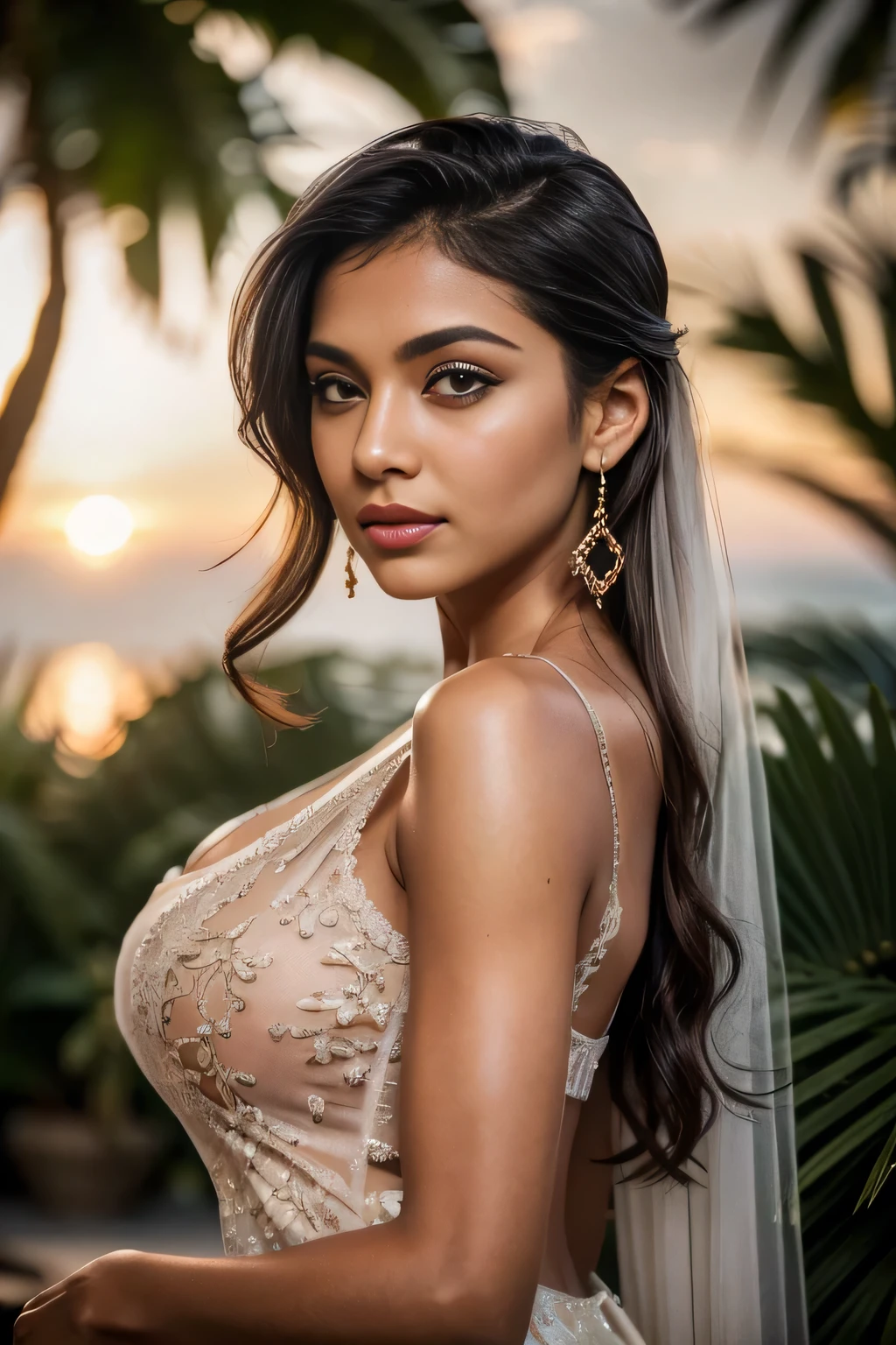 Full Body, Beauty standing in front of the temple, face focused, 1 girl, a 27-year-old Indian woman model, absolute beauty, long hair, wearing a wedding dress, ultra-realistic, hyper-realistic, ultra-detailed, hyper-detailed, 35mm F/28, hyper-detailed full body shot of a woman, nice face, smile,  aesthetic body, goddess, face focused, 8K, HD Crisp Upscale, realistic lying， RAW photography， best quality： 1.4, temple on the background, Beautiful details eye, perfectly located, perfect eyes, big breasts, open cleavage, thick thighs, wide hips, long hair, High-detailed, (best quality: 1.6), drooping breasts,  (long wavy hair), ((portrait)), (( perfect anatomy)), ((detailed face:1.2)), ((detailed facial featureinely detailed skin), masterpiece), (perfect proportion), (realistic photo), (best quality), (detailed), photographed on a Canon EOS R5, 50mm lens, F/2.8, HDR, (cinematic lighting), (dramatic lighting), (sharp focus), (intricate), fashion, realistic skin texture, POV, by Lee Jeffries, film stock photograph, 4 Kodak Portra 400, camera f1.6 lens, rich colors, ultra-realistic, hyper-realistic, ultra-detailed, hyper-detailed, hyper-detailed full body shot of a woman, perfect face, smile, perfect body, RAW photography, realistic skin texture, visible curves, muscular tuned legs
