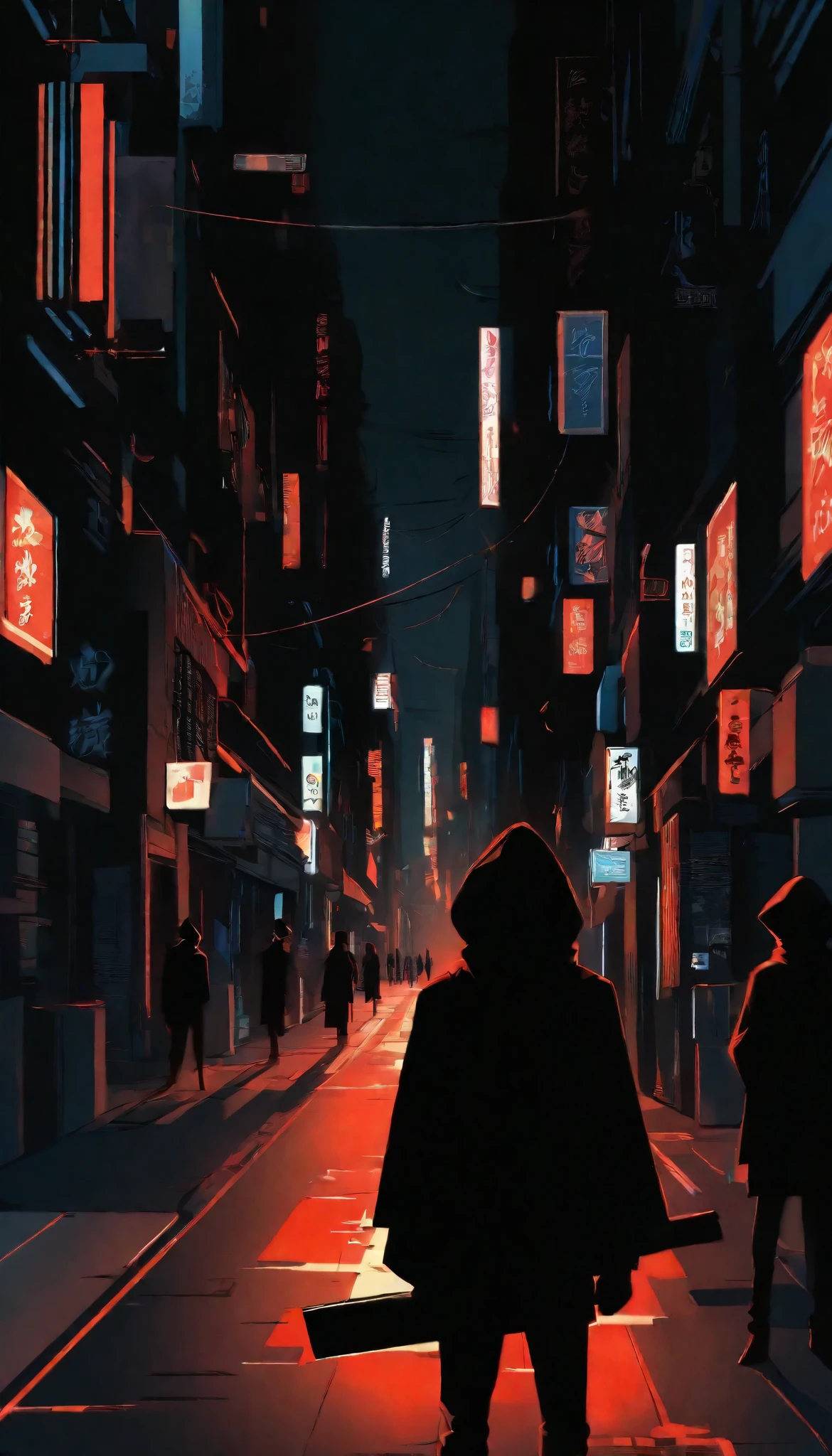 cool and stylish work ,
adds a dark and mysterious touch ,
sophisticated urban atmosphere ,
appears in the dark 、 A world of beautiful contrasts between light and shadow ...,
graceful and elegant ninjas lurk in the dark ,
Elegant look 、but, sometimes 、 shows a playful expression ...,
in the dark , urban setting、 where graceful and powerful ninjas emerge ...,
minimalist vector art ,