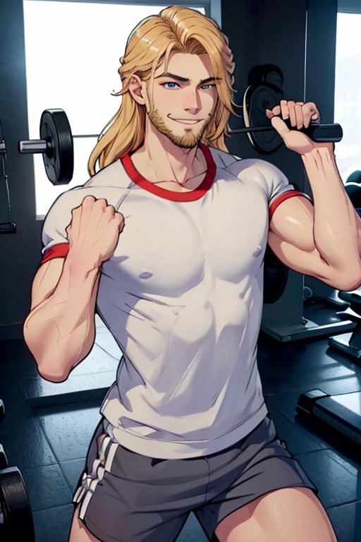 de cerca, There is a man with deer antlers standing next to the locker room., high resolution commission, SFW version, pecho desnudo, anthropomorphic, muscular chest, highly cuerpo completo detallado, (NSFW) no seguro para el trabajo, fuerte e imponente, cuerpo completo detallado, muscular character, cuerpo extra detallado, macho pose, cuerpo detallado, (mirando al lado), cuerpo mojado, sudoroso, pelo largo y blanco, barba blanca, top-less, many el vello corporal, enorme entrepierna,desnudo, jugador de voleibol, Pose de brazos cruzados, el vello corporal, cara enojada, Blue eyes,